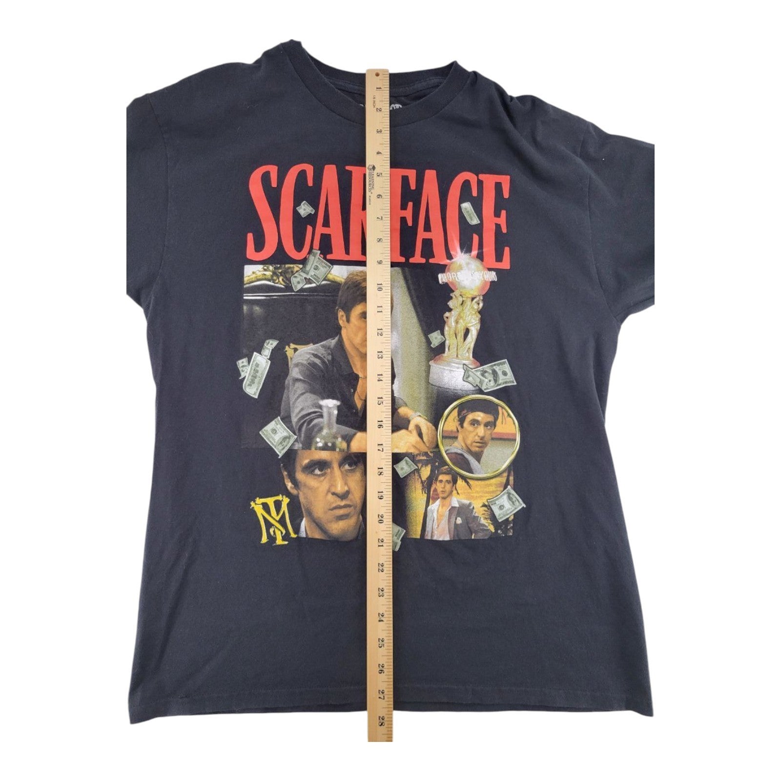 Scarface Graphic T-Shirt Size L Black Cotton Hybrid Apparel Movie Tee