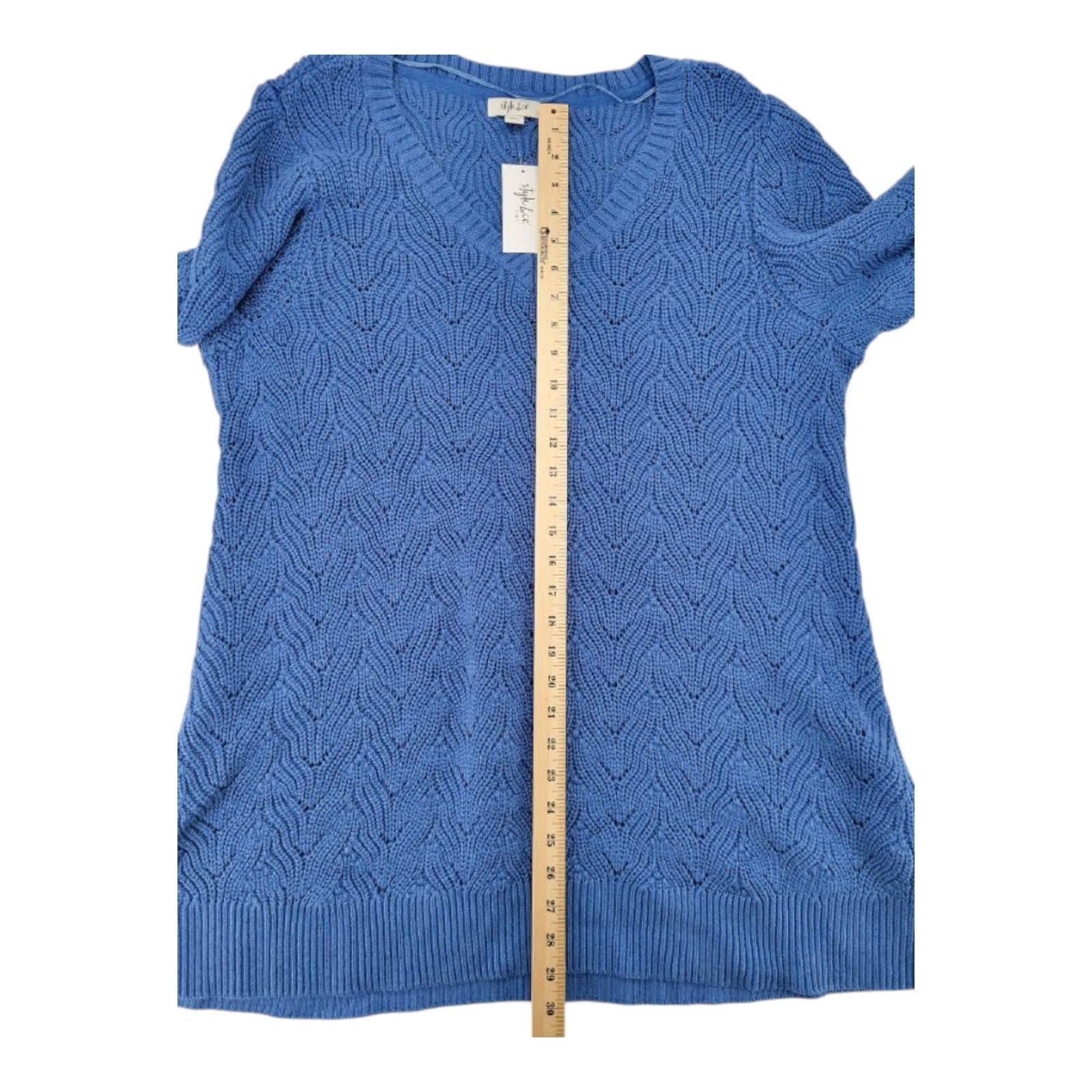 Style & Co Plus Sweater 2X Ocean Tide Blue Pullover Textured Knit Women's