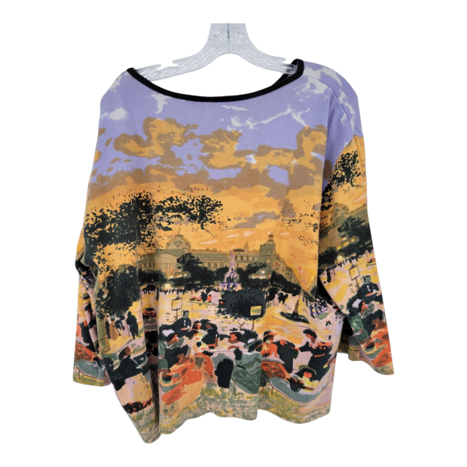 Take Two Clothing Co Scenic Graphic Embellished 3/4 Sleeves Top 2X