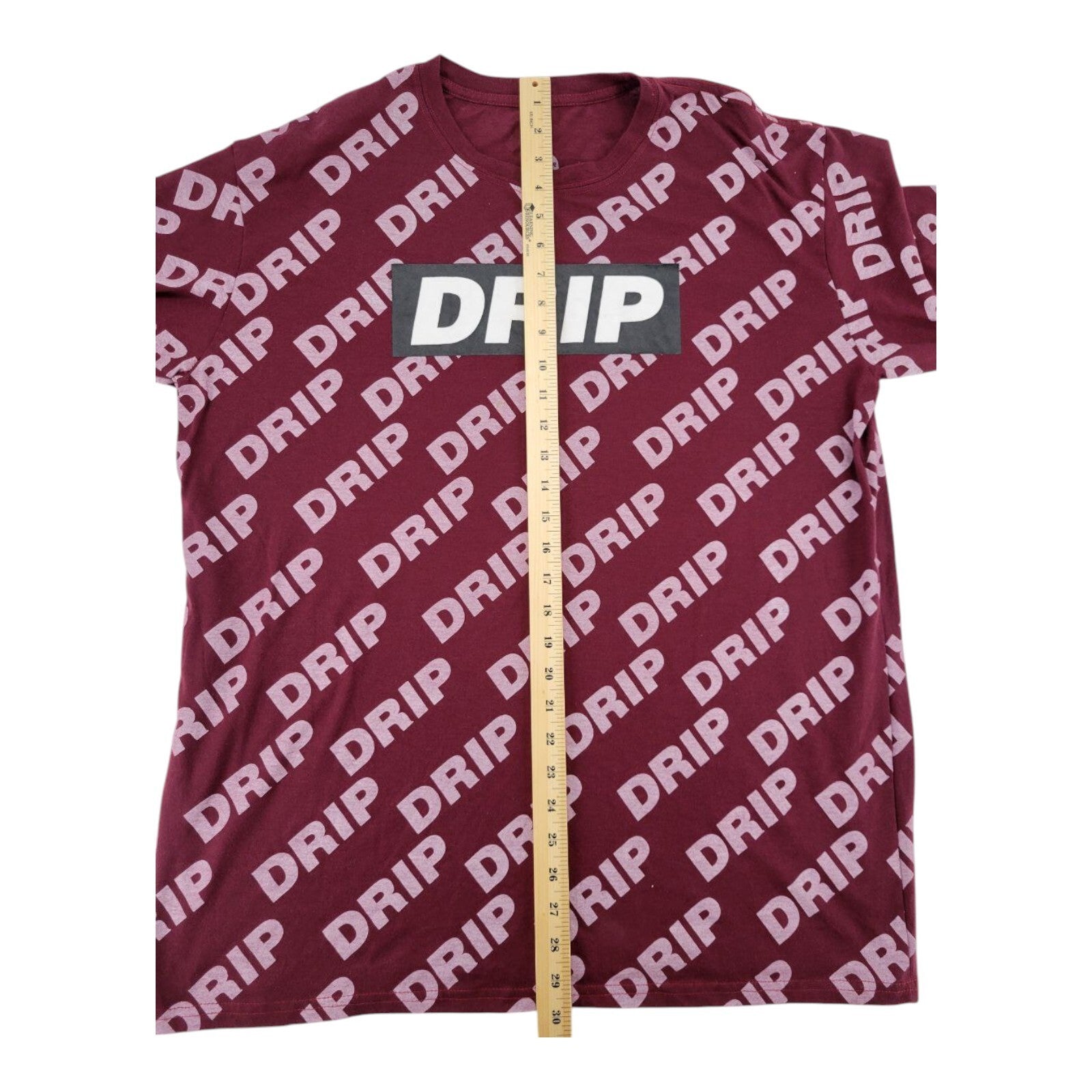 Launder Apparel Drip All Over Print Long Sleeve Shirt Maroon Size XL