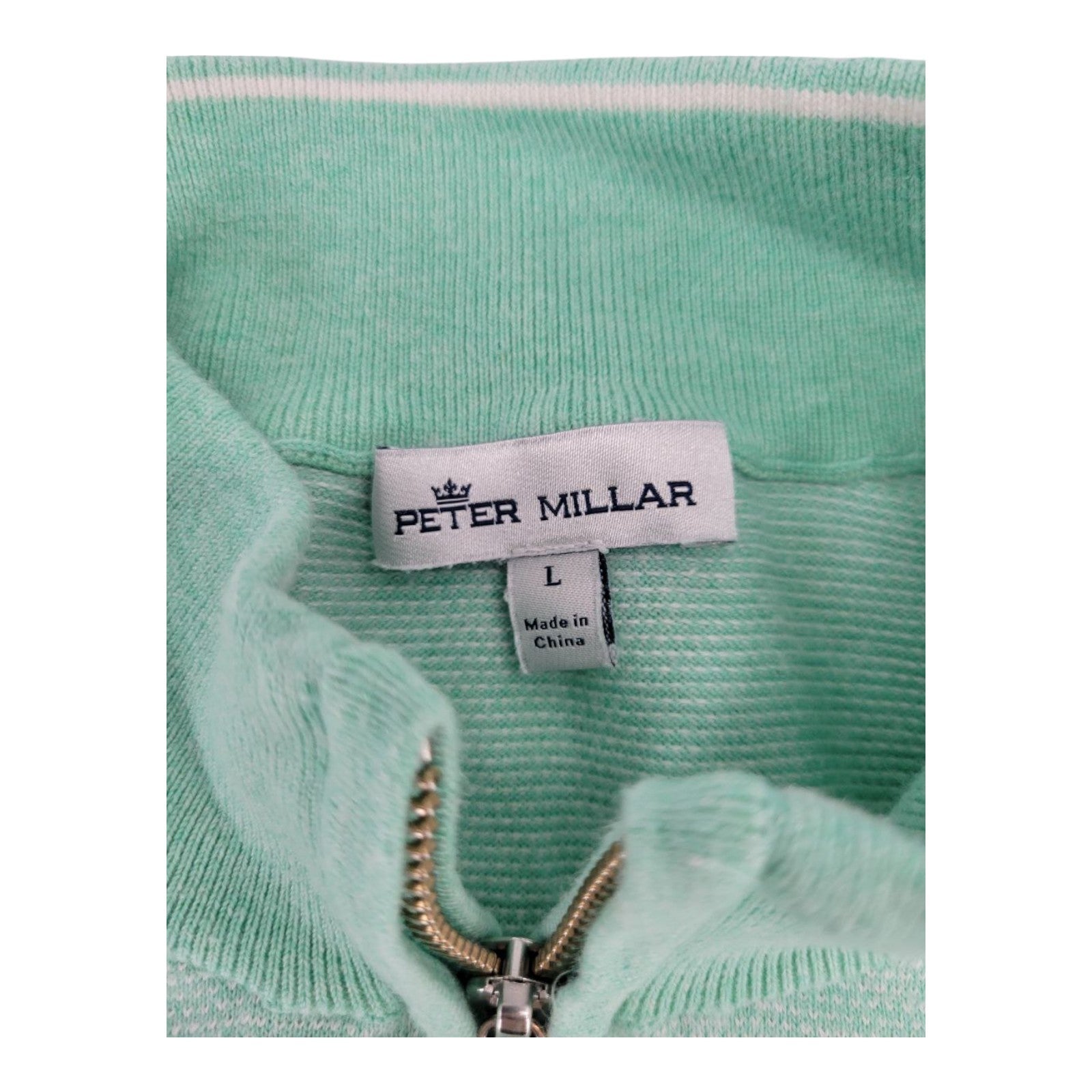 Peter Millar Men's 1/4 Zip Pullover Sweater Green Size L Cotton Blend