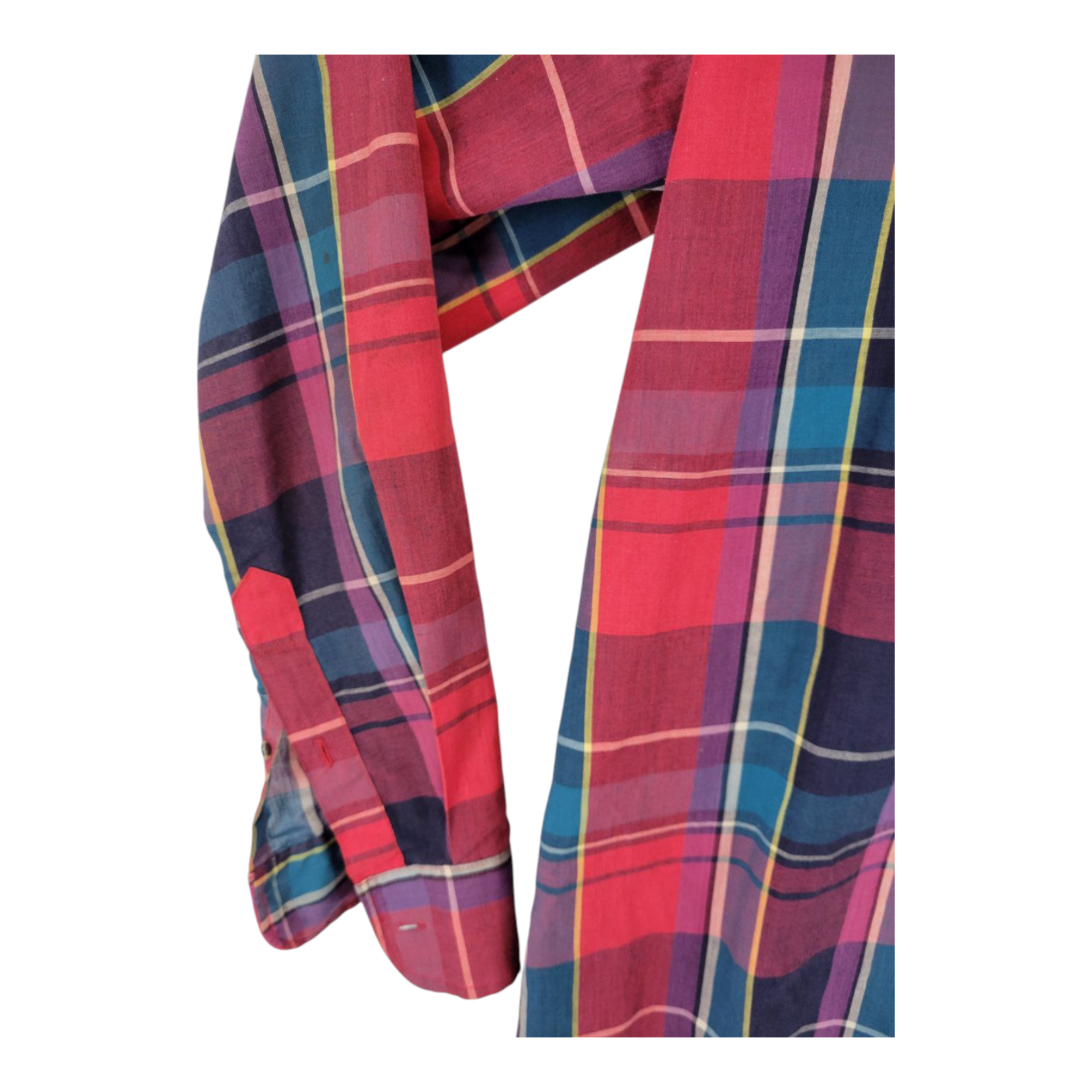 Knights of Round Table Red Plaid Button Down Long Sleeve Shirt Size LT