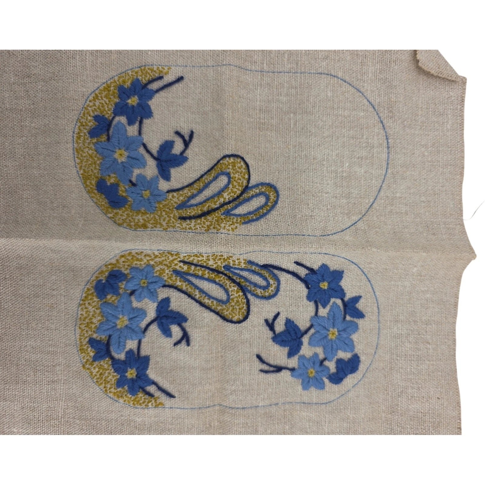 Elsa Williams Crewel Embroidery Eyeglass Case Kit KC671 Linen Floral Blue Vtg