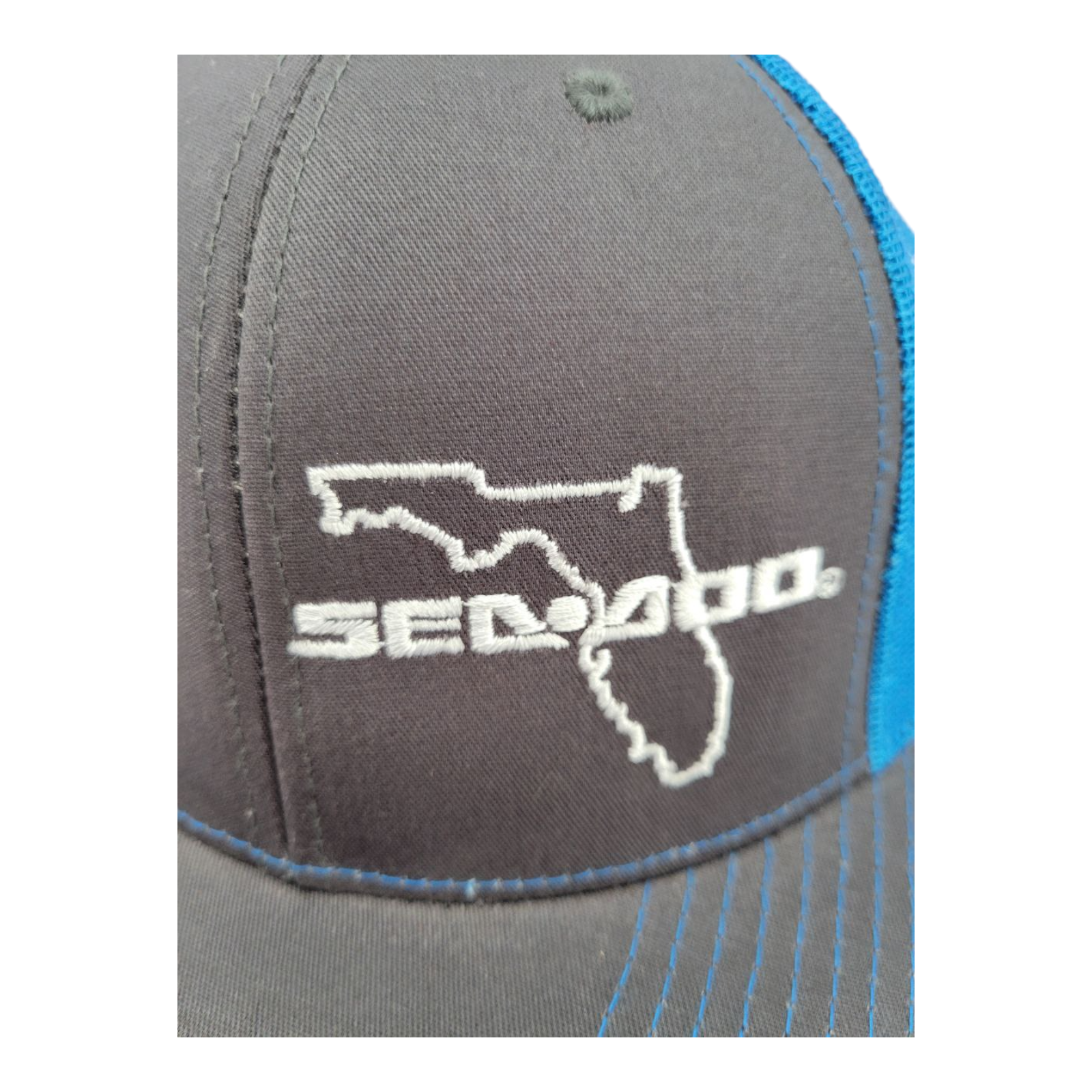 Sea-Doo Florida Logo Trucker Hat Gray Blue Mesh Snapback SweetCaps One Size