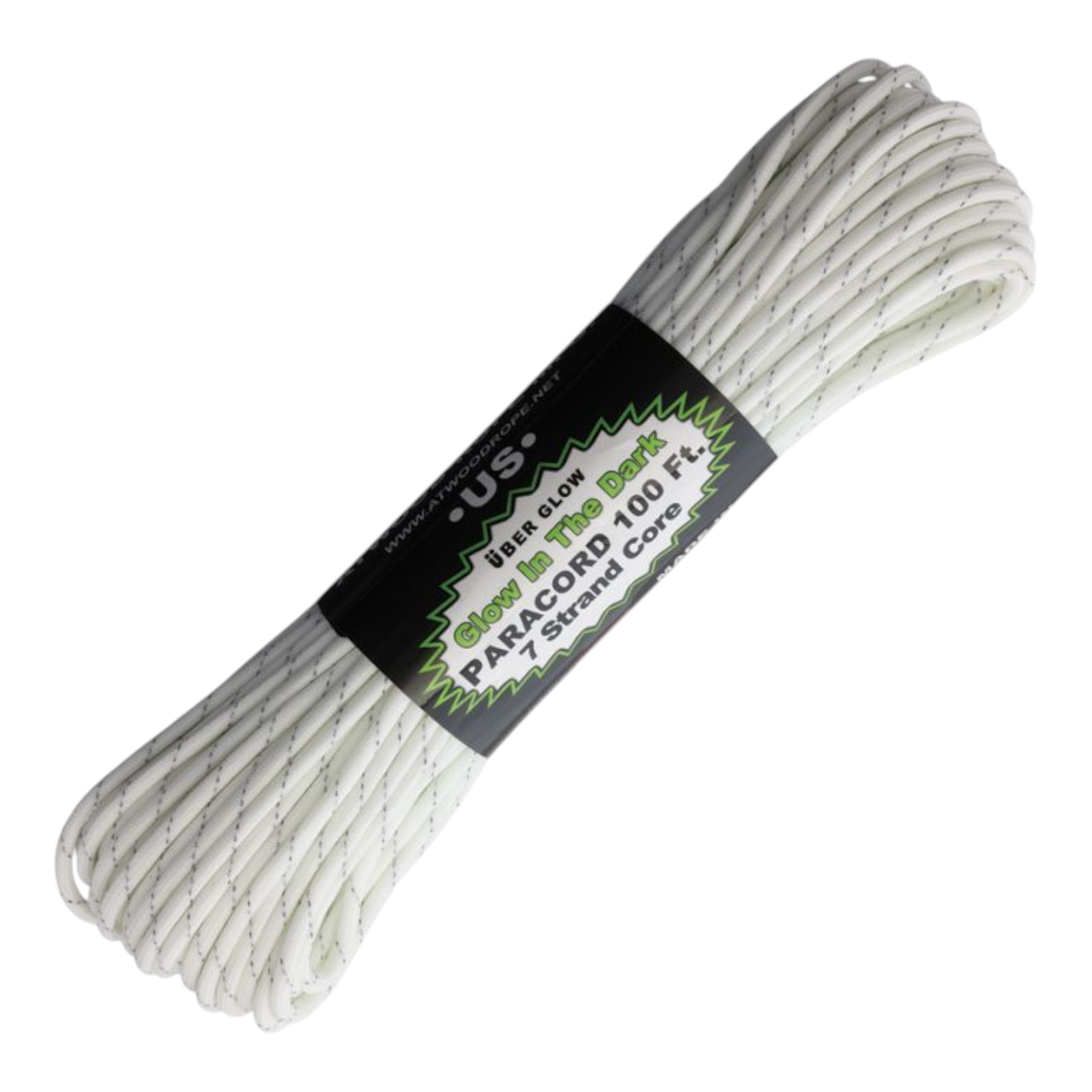 350 Paracord Reflective Glow White with Uber Glow 100ft 7 Strand Core