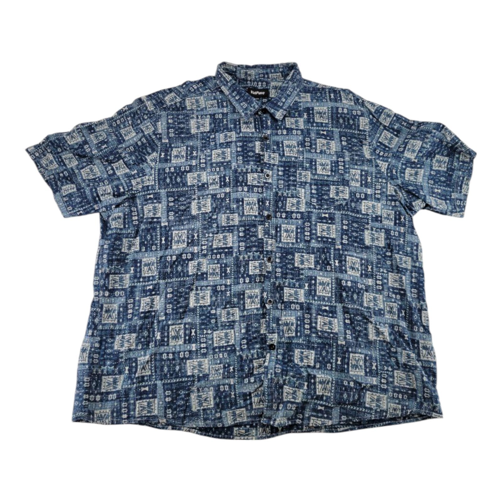 VatPave Men's Blue Hawaiian Shirt XXXL Short Sleeve Button Cotton