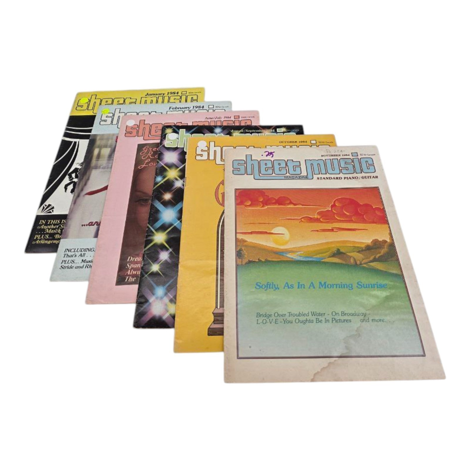 Lot of 6 Sheet Music Magazine Feat 1986 Softly as In a Morning Sunrise Vintage