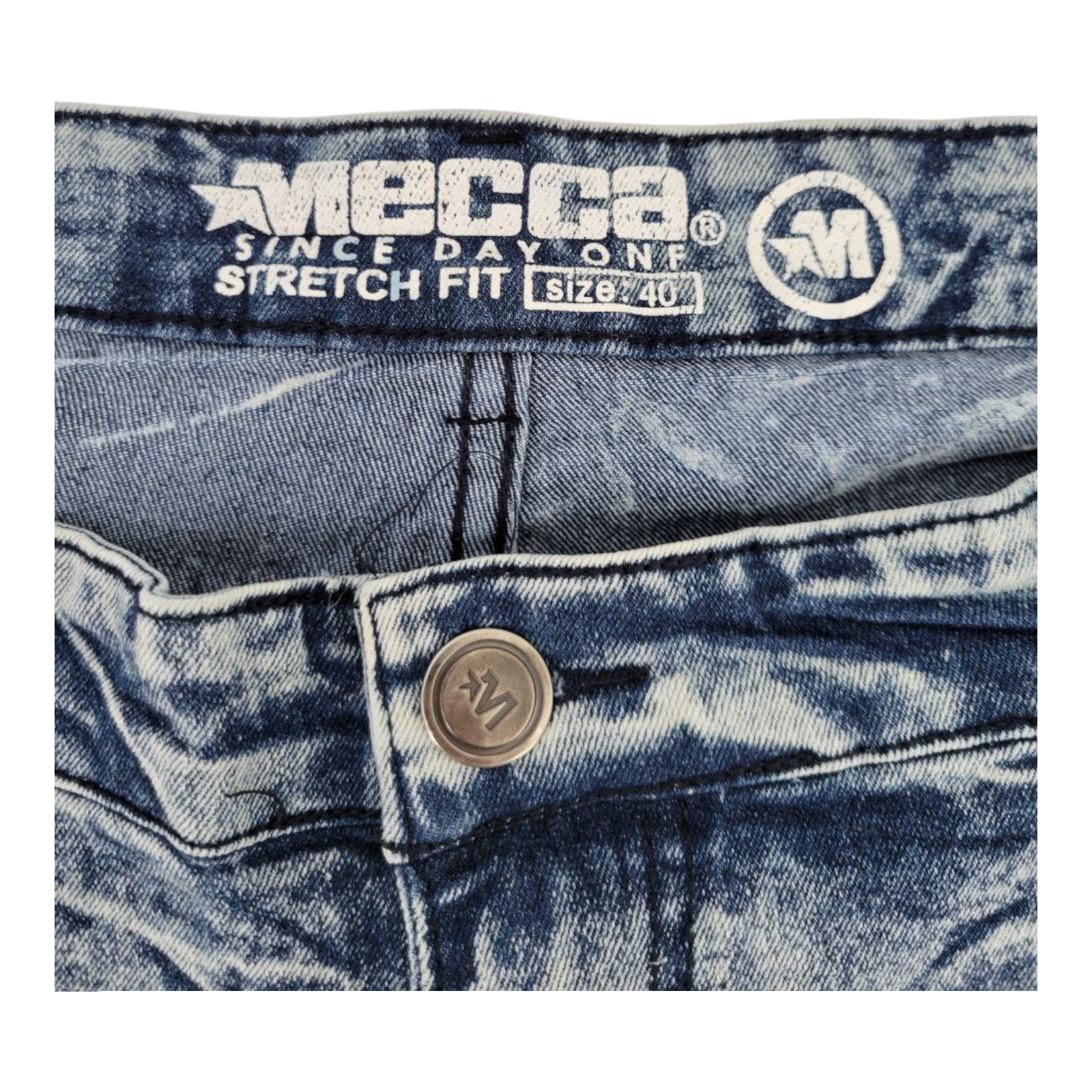 Mecca Since Day One Stretch Fit Acid Wash Denim Shorts Mens Size 40