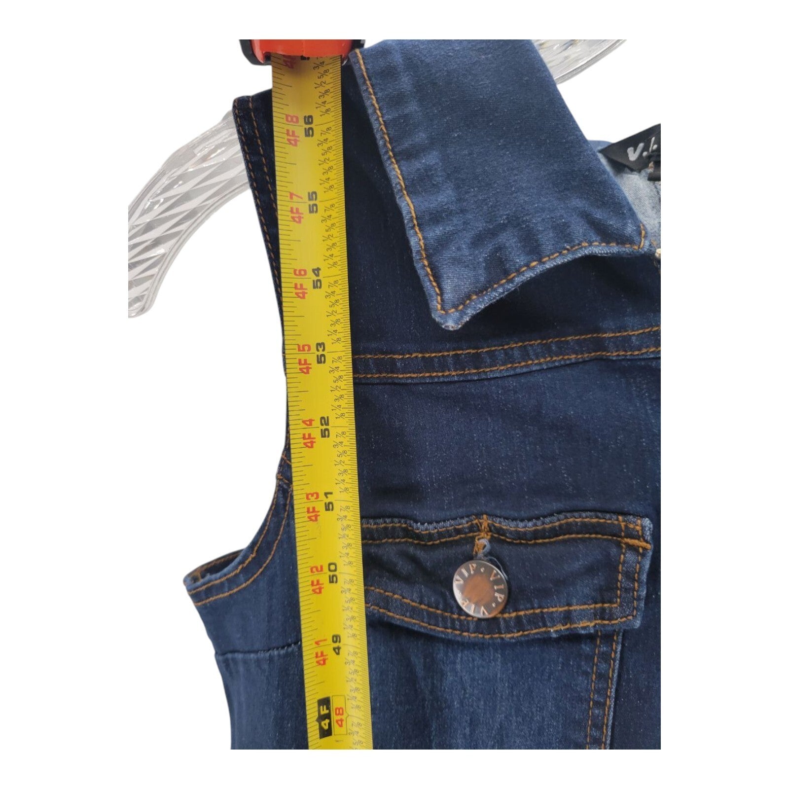 VIP Jeans Skinny Sleeveless Zip Up Blue Distressed Denim Jumpsuit 1X