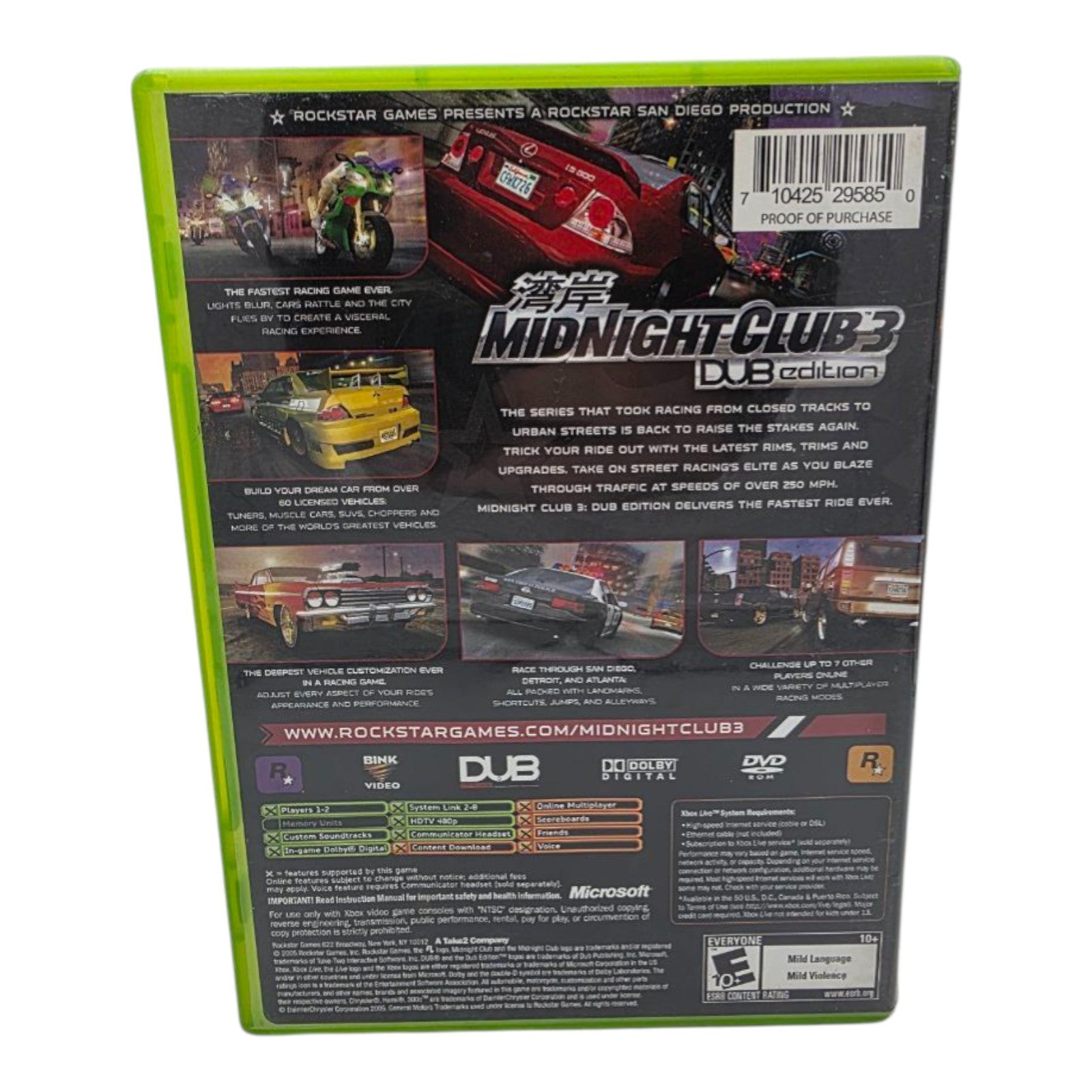 Midnight Club 3: DUB Edition Xbox Complete CIB Manual & Disc Included
