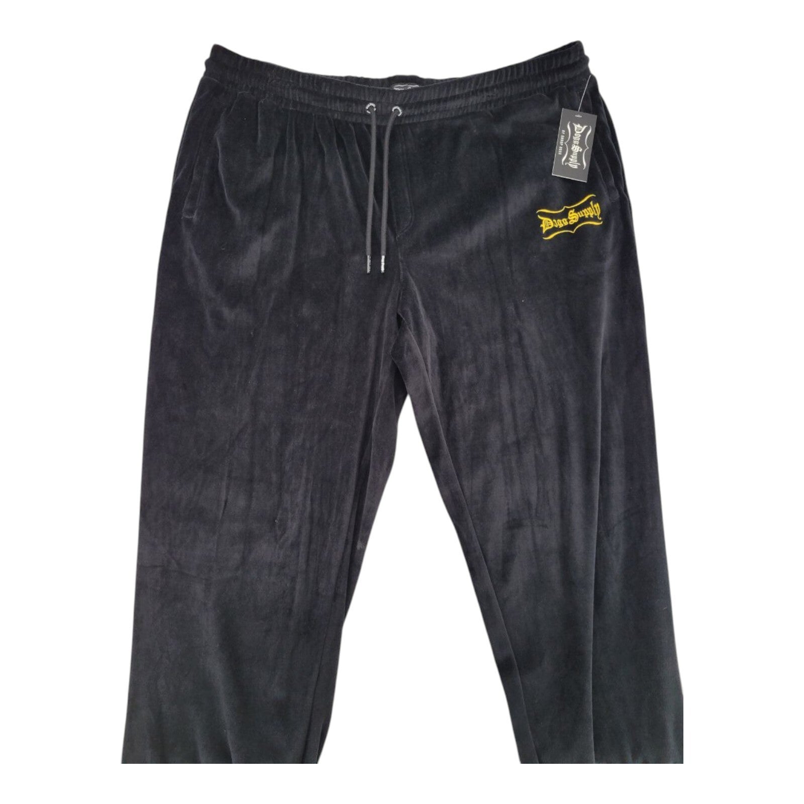 Dogg Supply by Snoop Dogg Velour Black Sweatpants Gold Zip Ankle Size 3XL