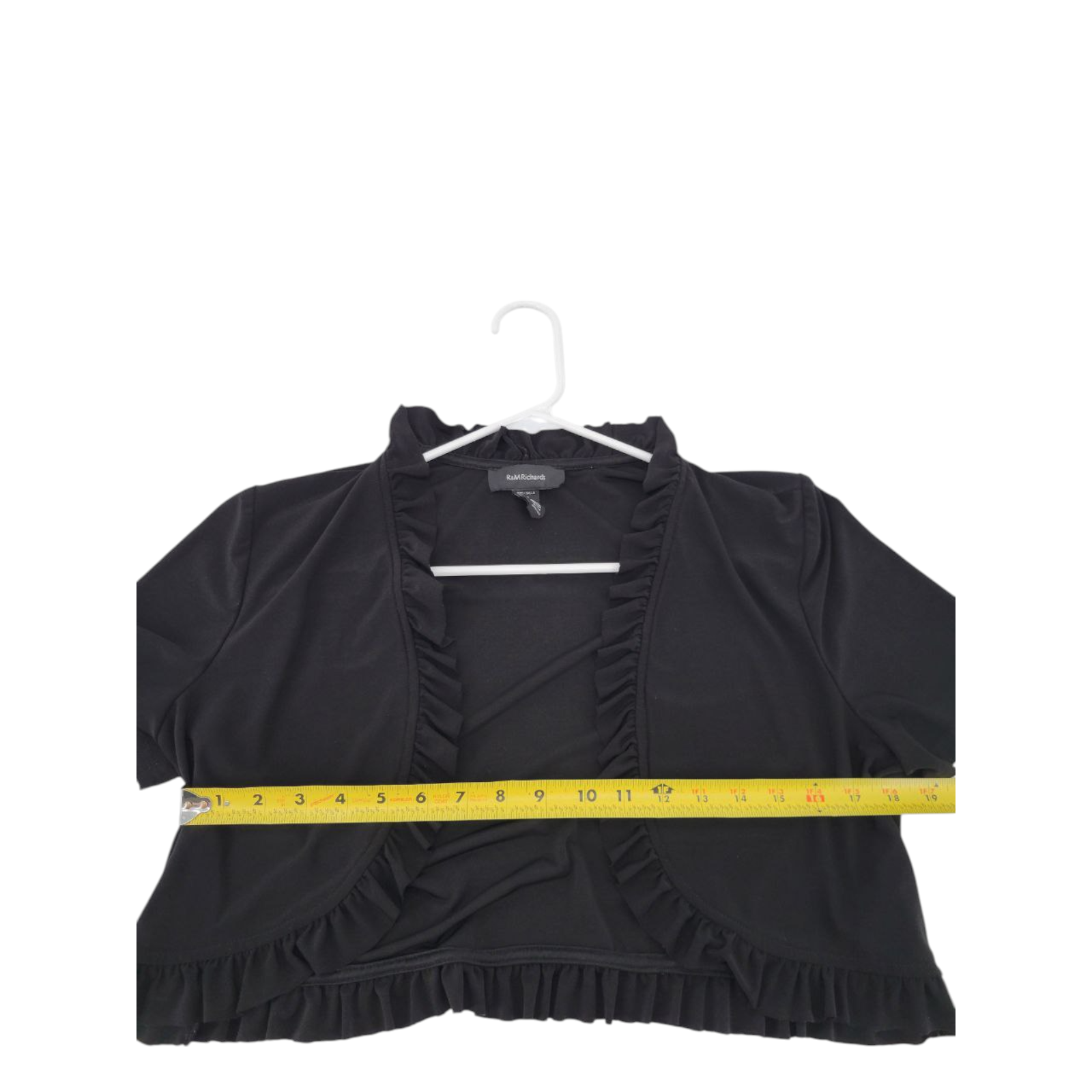 R&M Richards Black Ruffled Bolero Short Sleeve Size 12