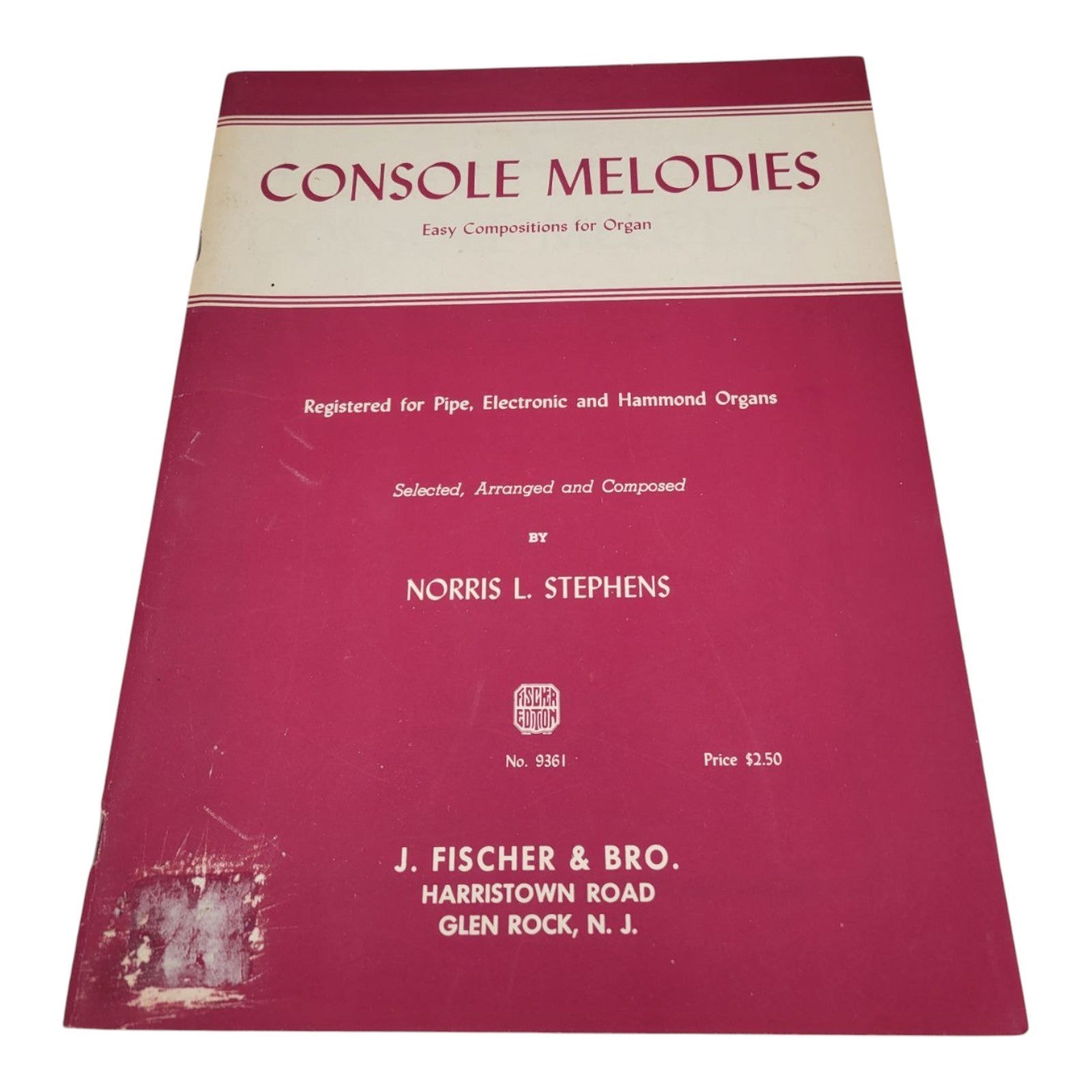 Console Melodies Easy Composition For Organ Norris L Stephens J Fischer 1962