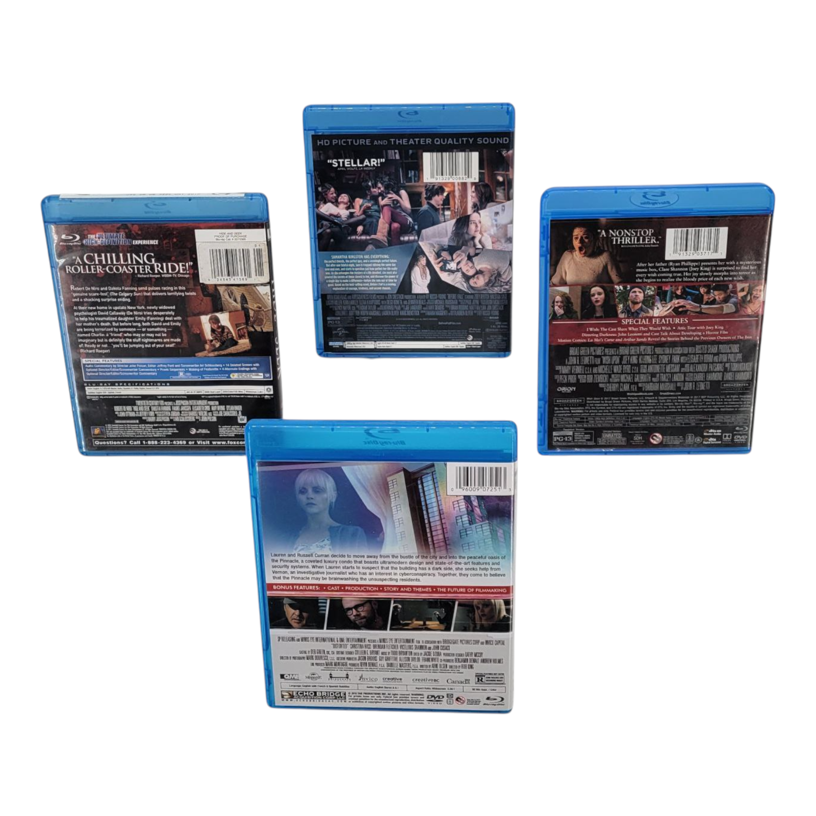 Distorted Hide and Seek Before I Fall Wish Upon Suspense 4 Blu-ray DVD Bundle