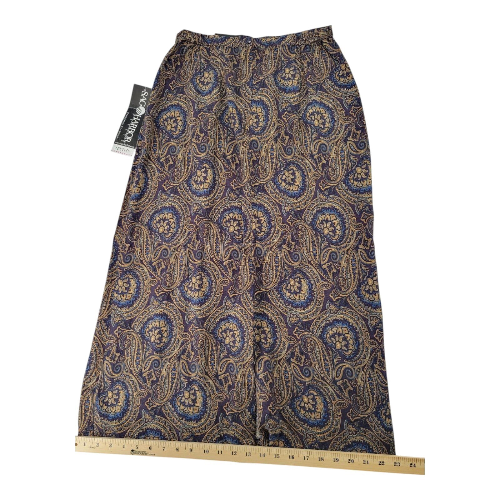 Sag Harbor Petite Paisley A-Line Midi Skirt Rayon Crepe Size 6