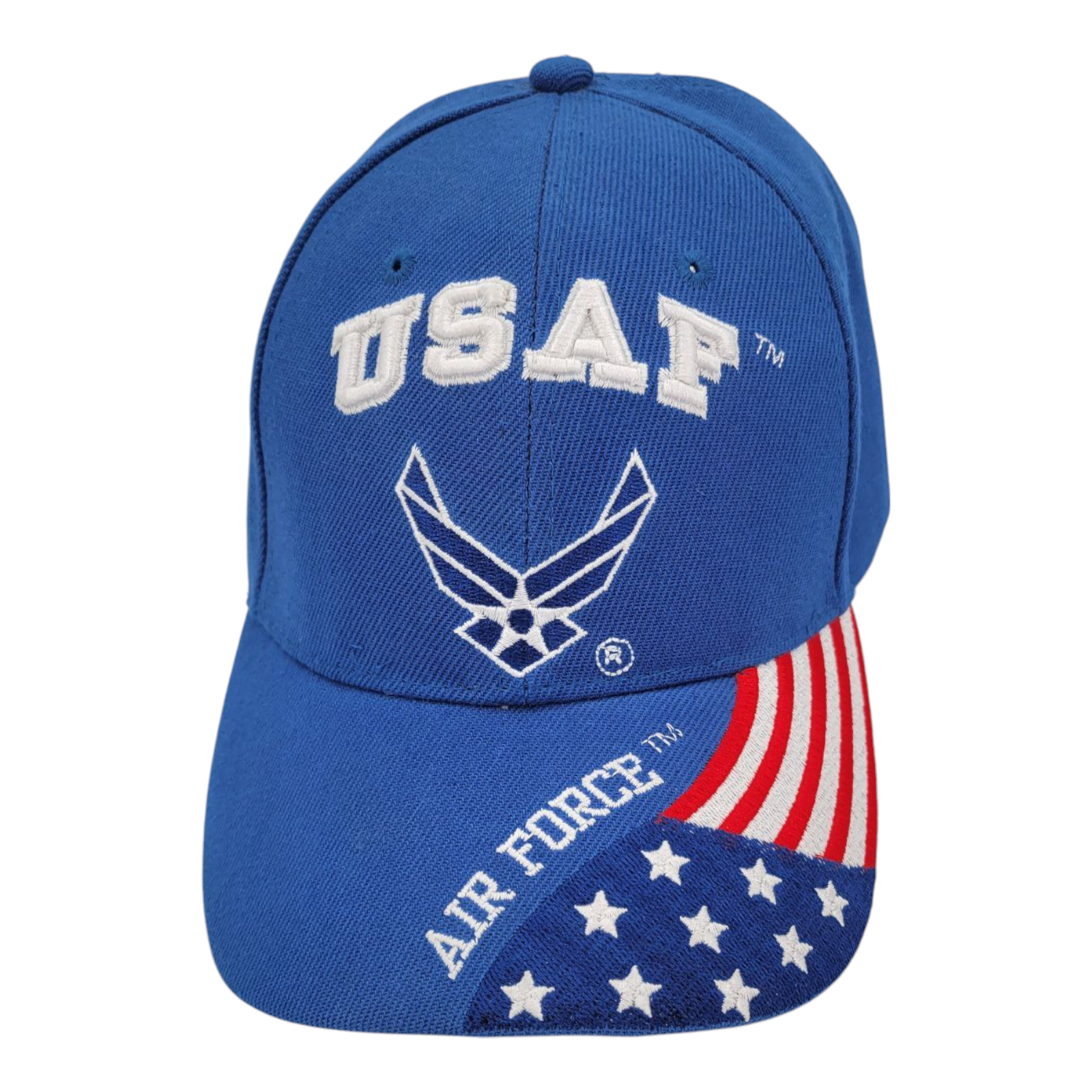 US Air Force Adjustable Blue Hat Embroidered USA Flag and USAF Logo