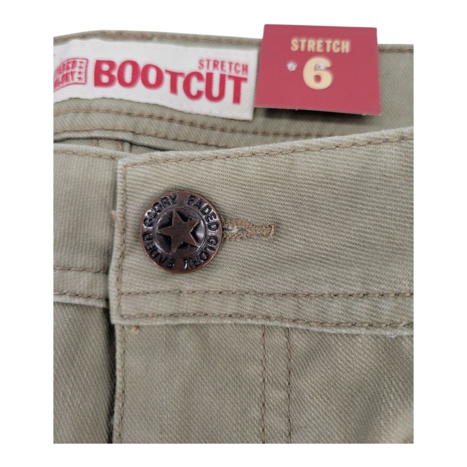 Faded Glory Women's Bootcut Jeans Size 6P Beige Stretch Cotton Denim