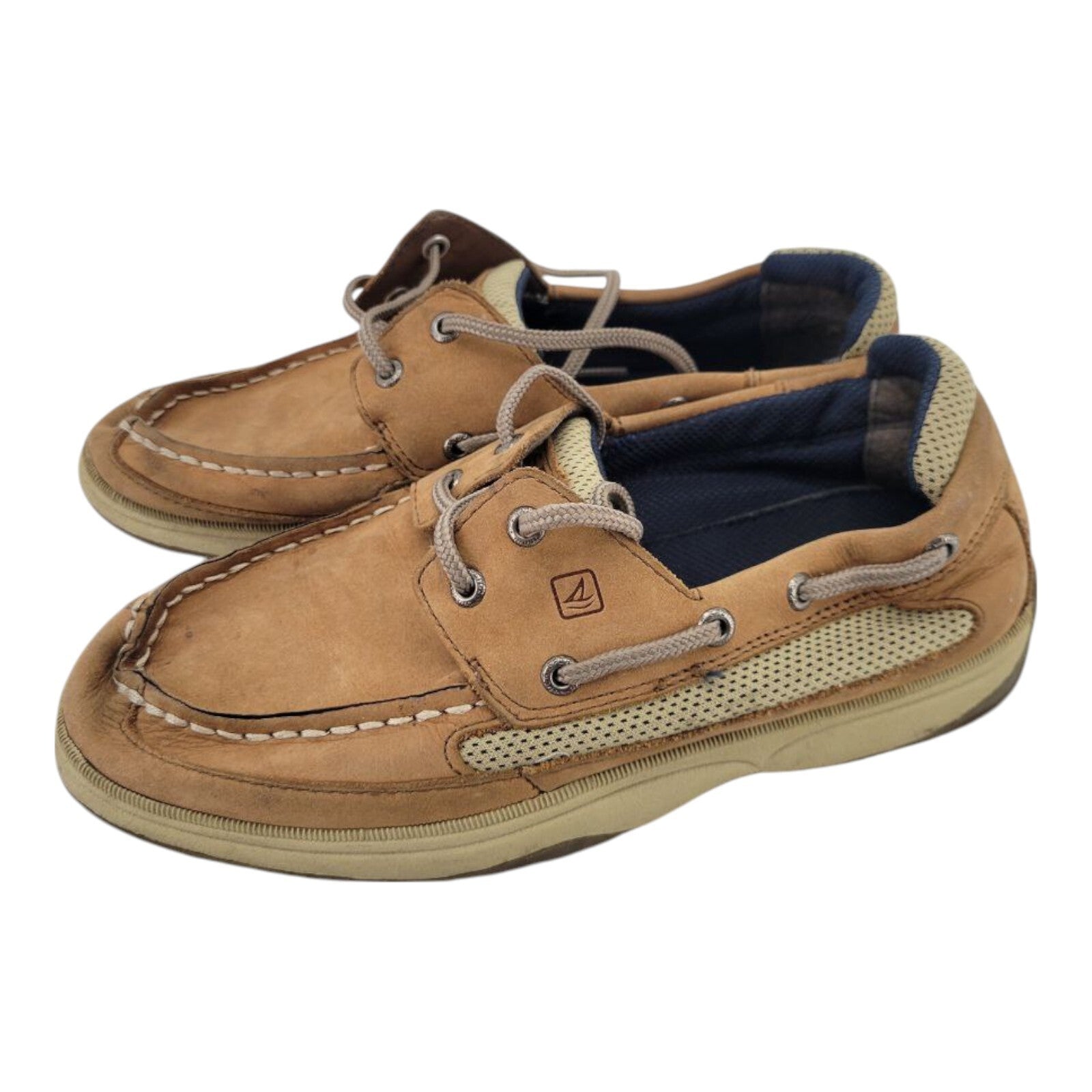 Sperry Top Sider Boys Lanyard Boat Shoes 2 Eye Tan Leather US 4.5M EU 37