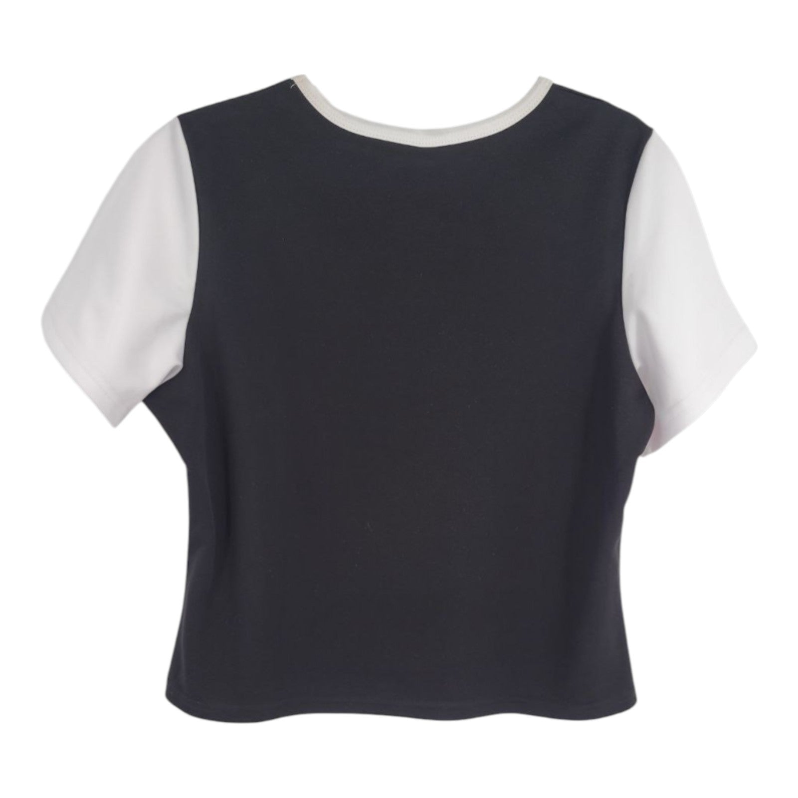 Jerzees Women's Black White Pink Colorblock Stripe Tee USA Made Size L