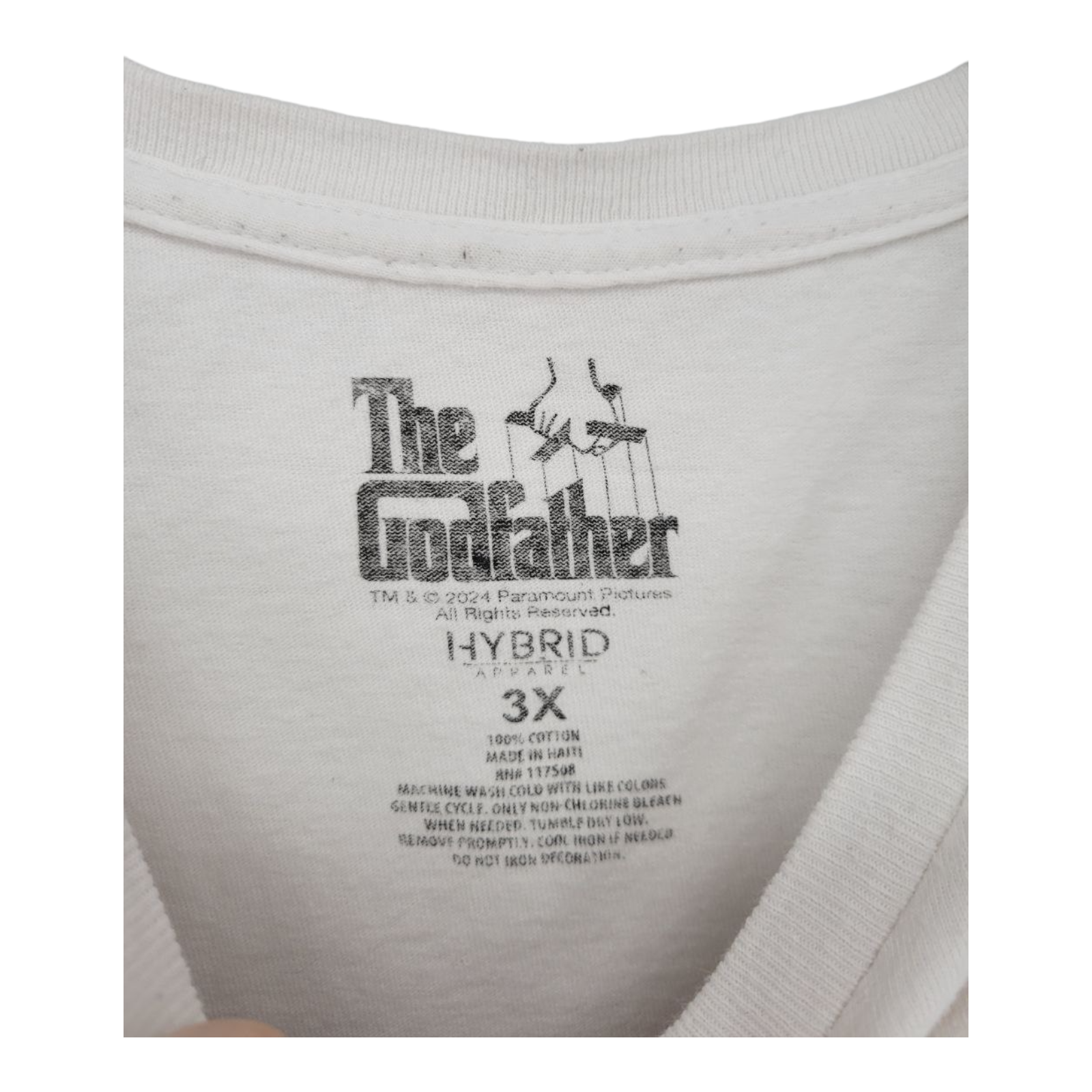 The Godfather Don Vito Corleone Graphic White T-Shirt Hybrid 3X