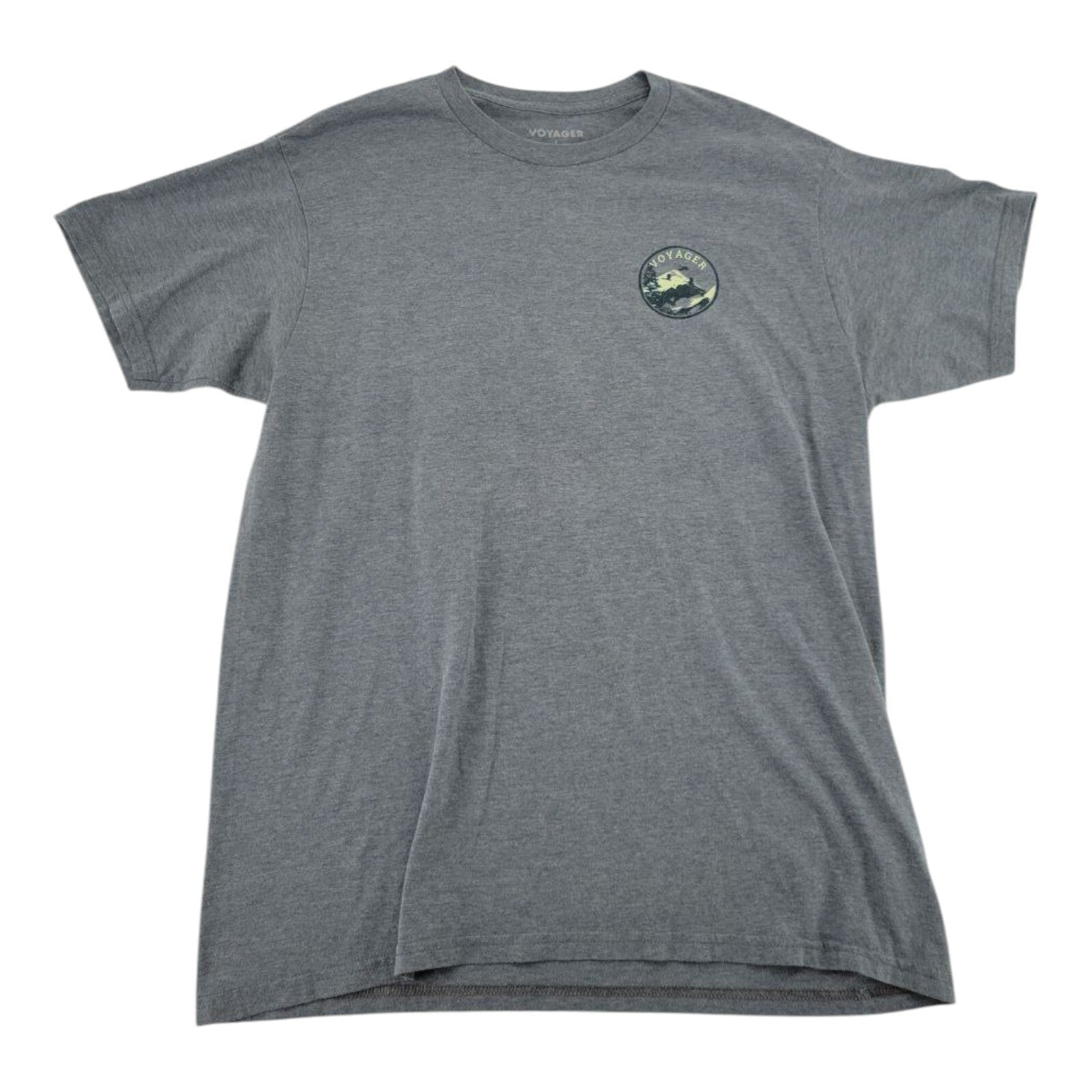 Voyager Gray Graphic T-Shirt Pursuit of Adventure Hiking Theme Mens Size Large
