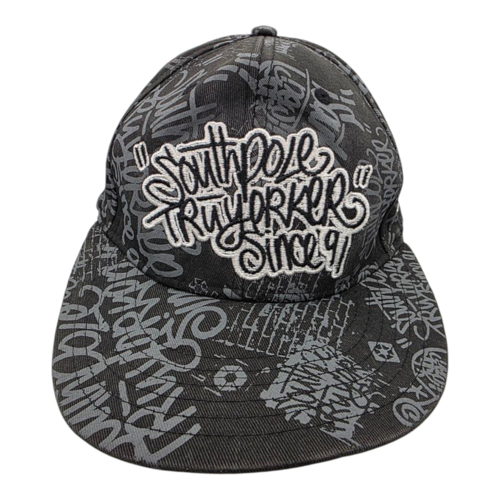 Southpole Authentic Collection Black Gray Graffiti Cap One Size