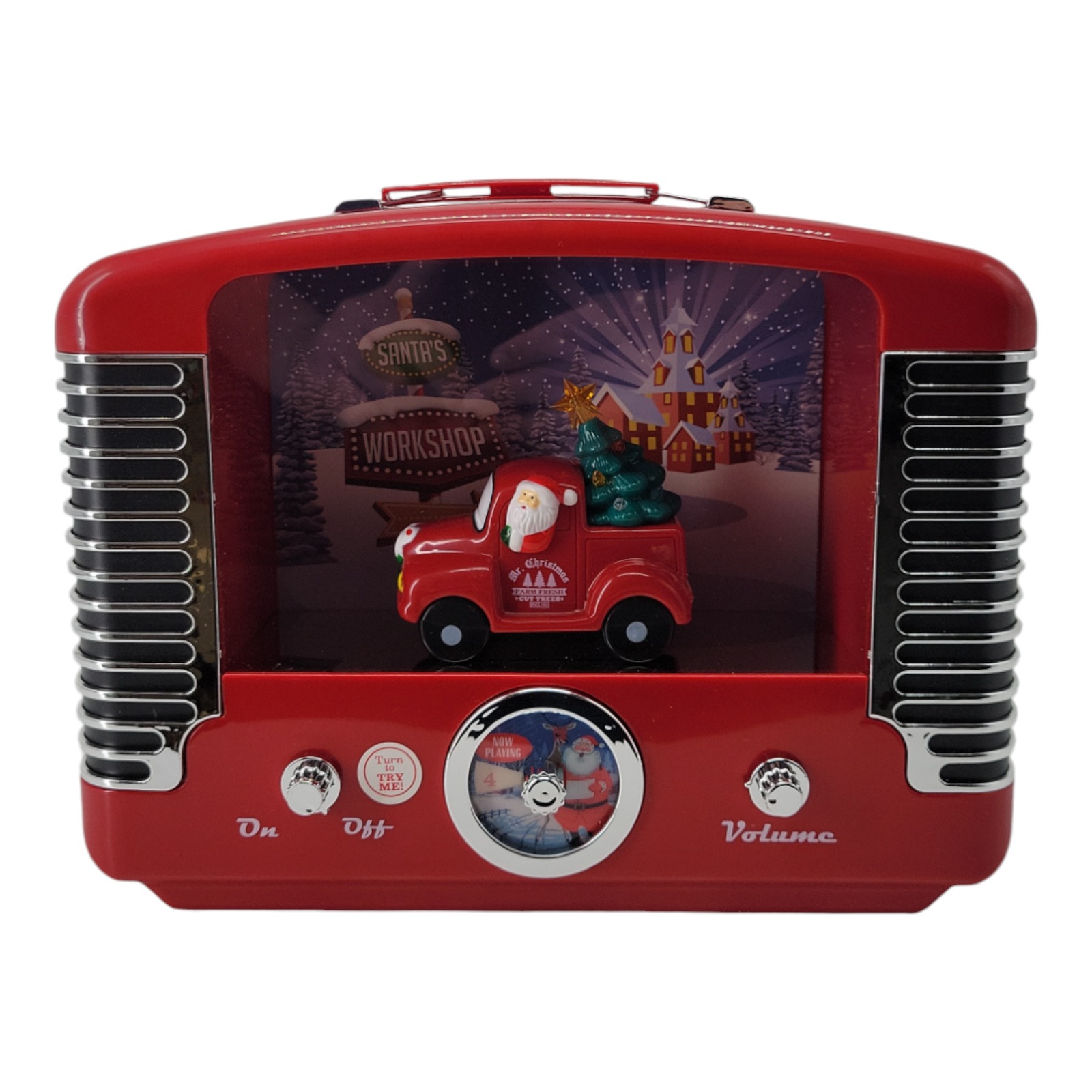 2022 Mr. Christmas Lit Christmas Radio Red Santa Truck Retro 12 Songs Lights Up