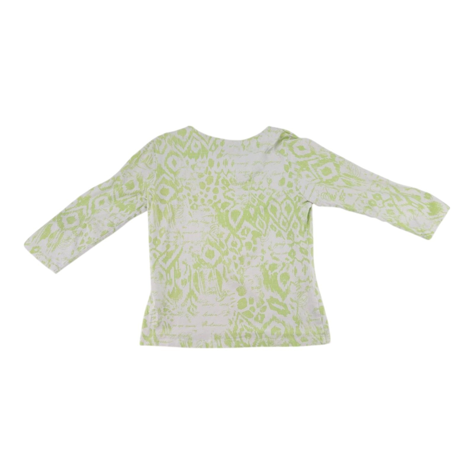 Ruby Rd Lime Green White Abstract Print 3/4 Sleeve Stretch Womens Top Small
