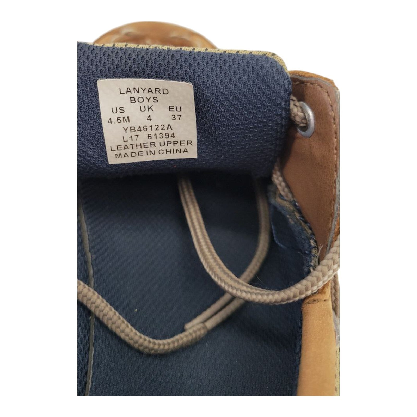 Sperry Top Sider Boys Lanyard Boat Shoes 2 Eye Tan Leather US 4.5M EU 37