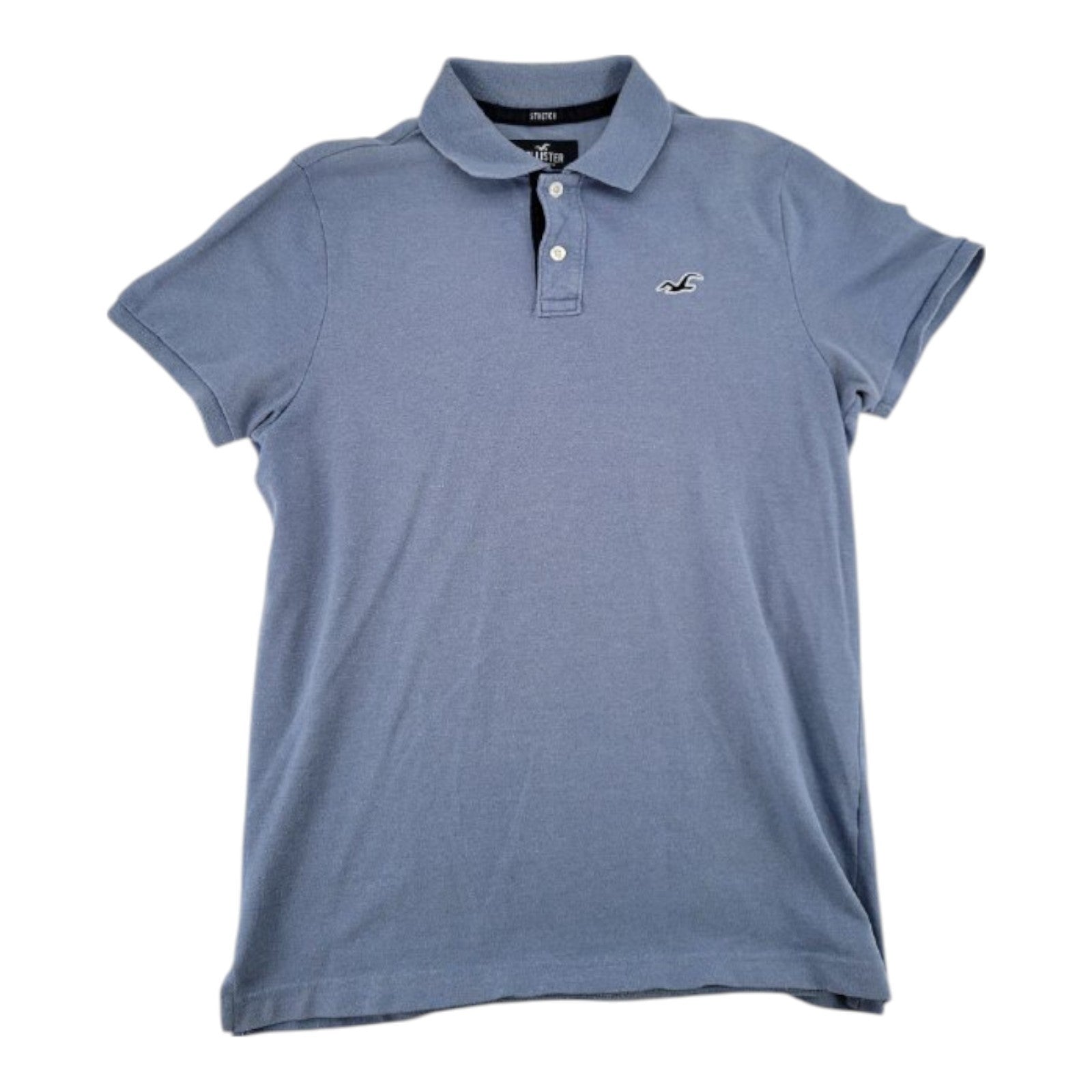 Hollister California Epic Flex Stretch Short Sleeve Polo Shirt Blue Size L