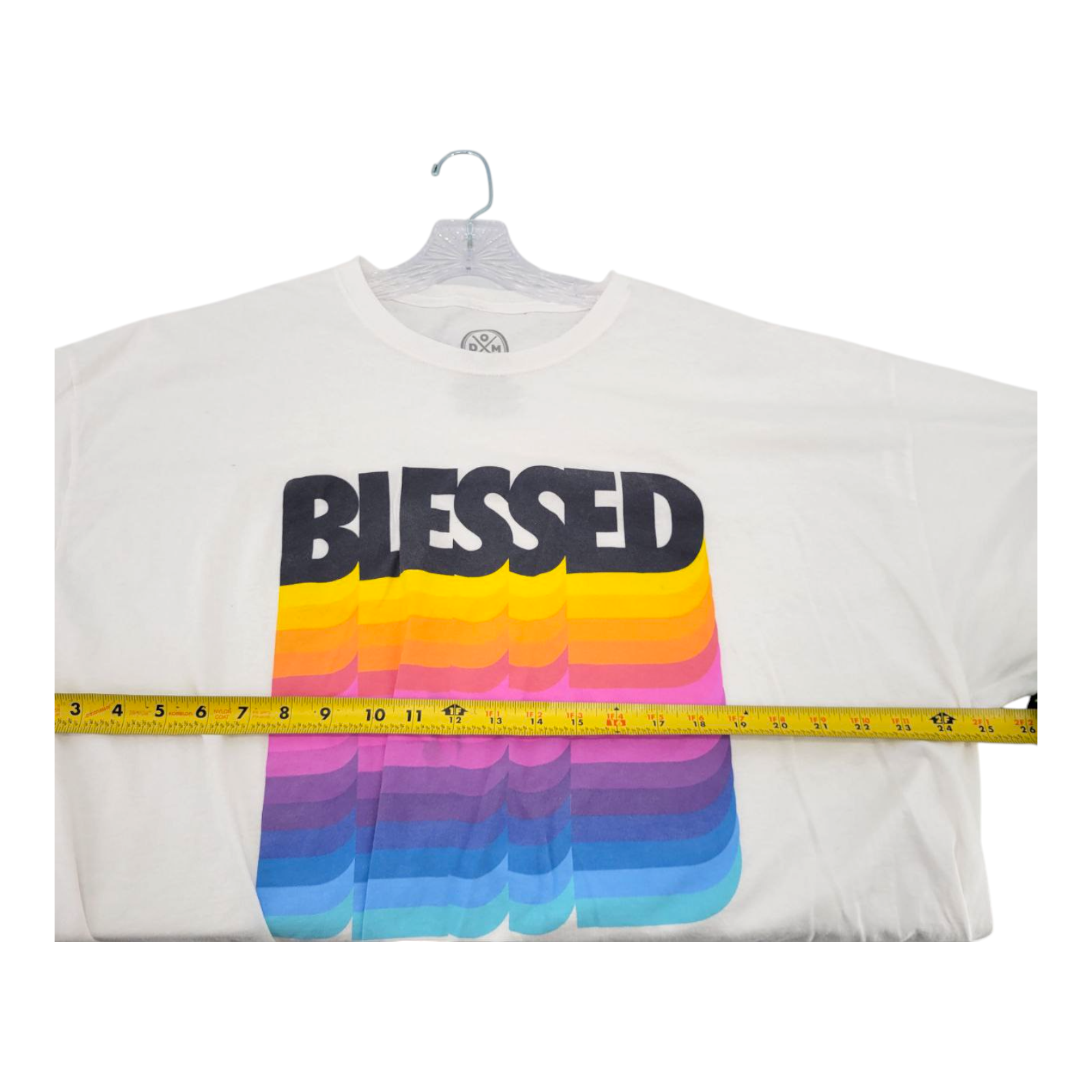 DOM Blessed Rainbow Graphic Tee White Cotton Shirt Short Sleeve 2XL