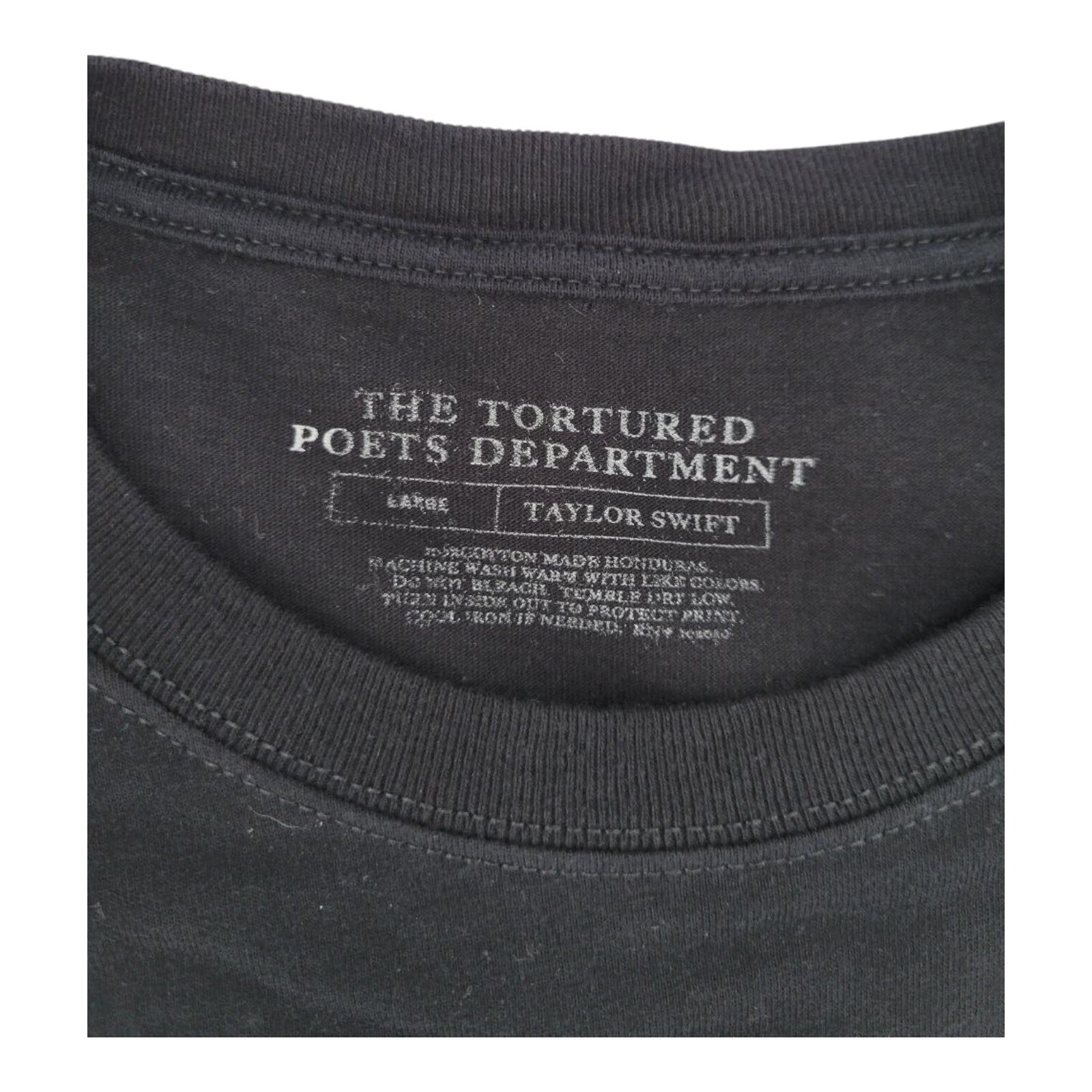 Taylor Swift The Tortured Poets Department T-Shirt Black Graphic Tee Size L