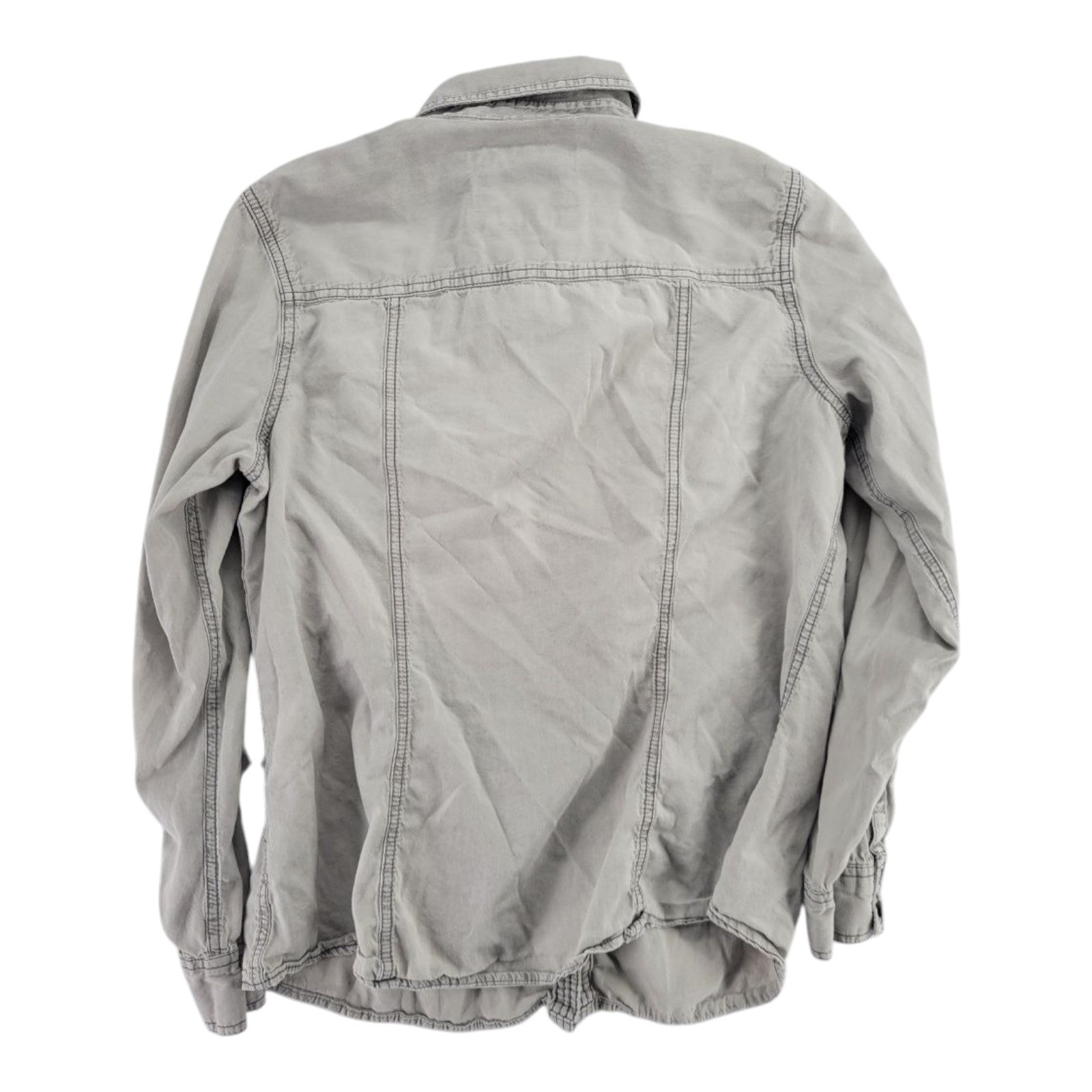 Sonoma Lifestyle Women's Gray Button-Up Shirt Long Sleeve Cotton Size L