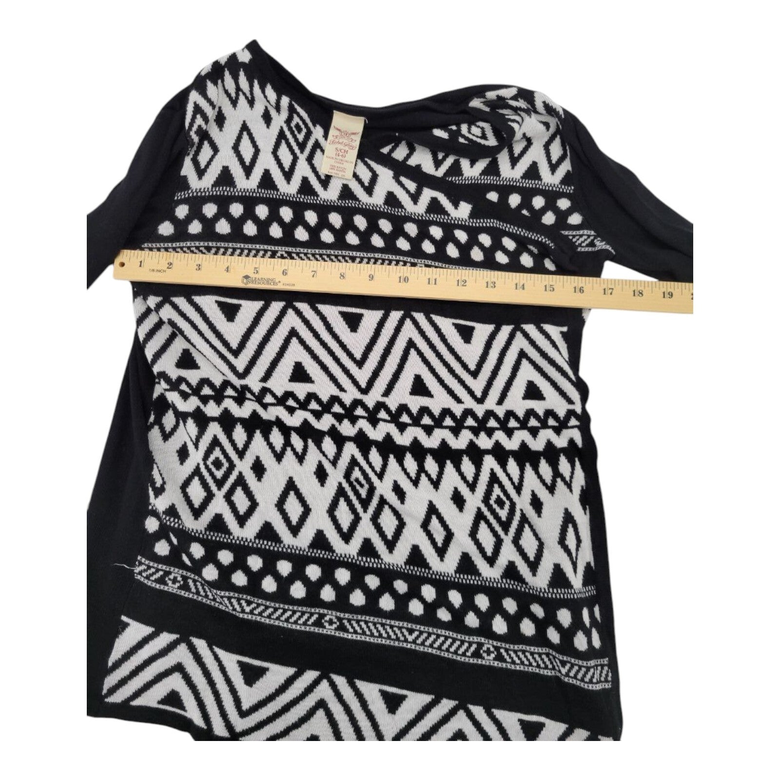 Faded Glory Cardigan Sweater Womens Black White Aztec Print Size Small