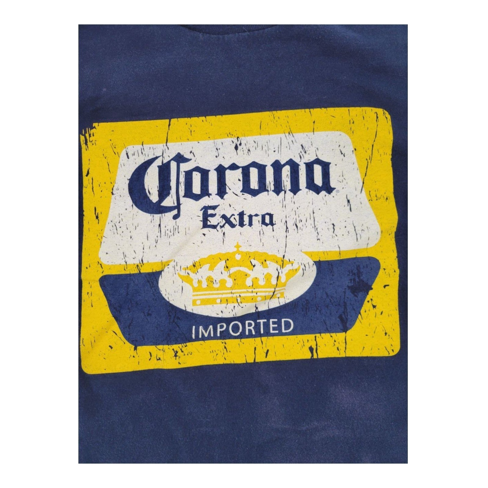 Corona Extra Mens Navy Blue T-Shirt Graphic Beer Logo Distressed Print M