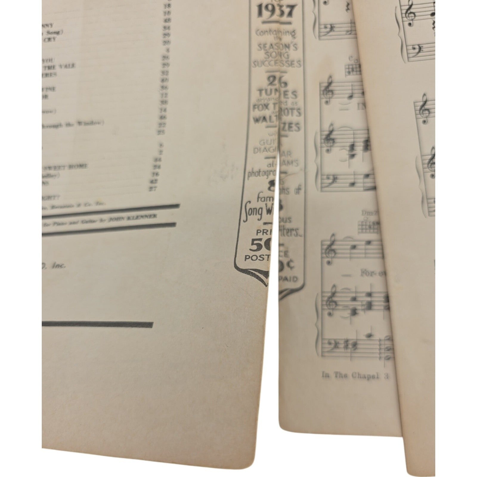 In the Chapel in the Moonlight 1936 Sheet Music by Billy Hill feat Phil Regan