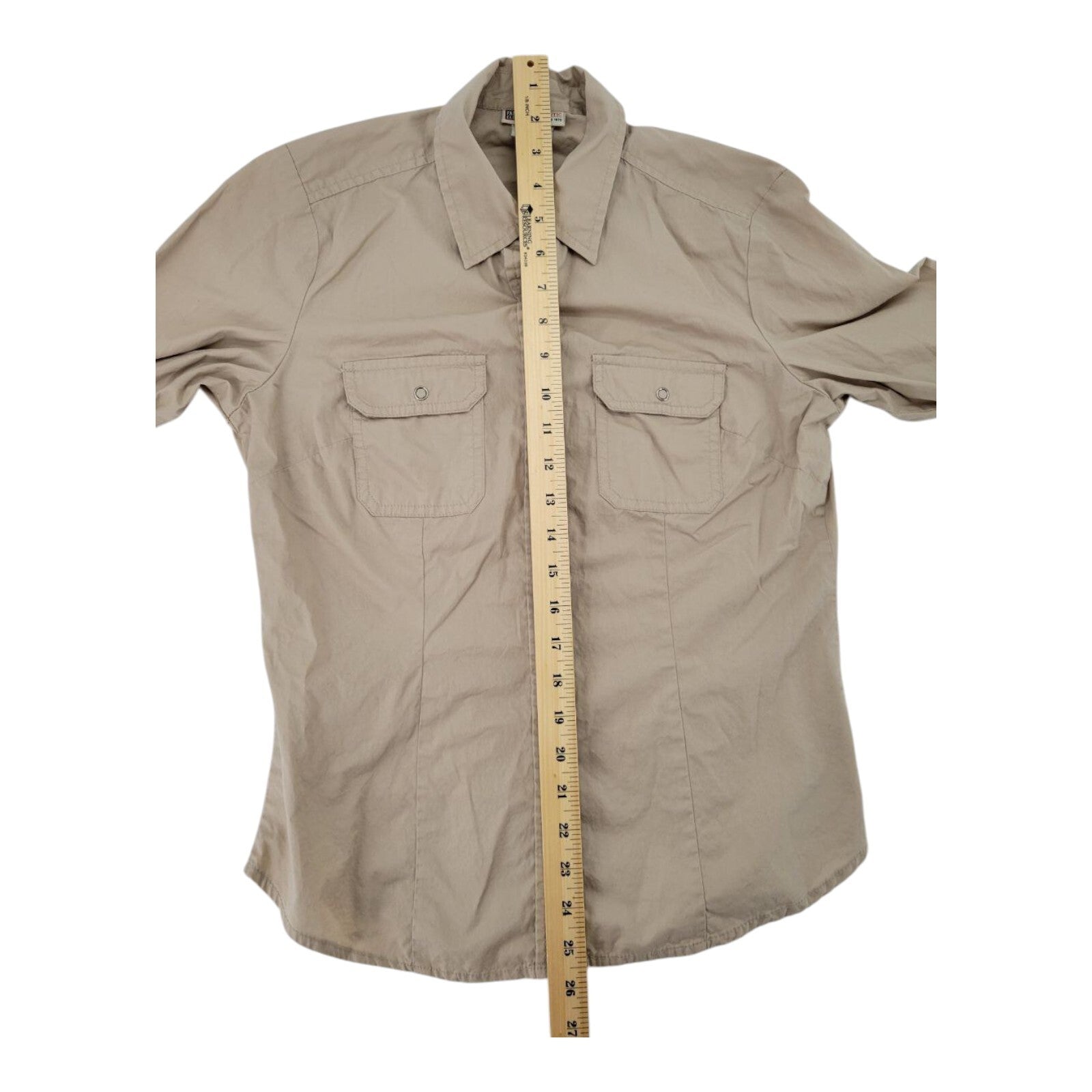 Faded Glory Beige Snap Button Long Sleeve Shirt Ladies Size Small 4/6