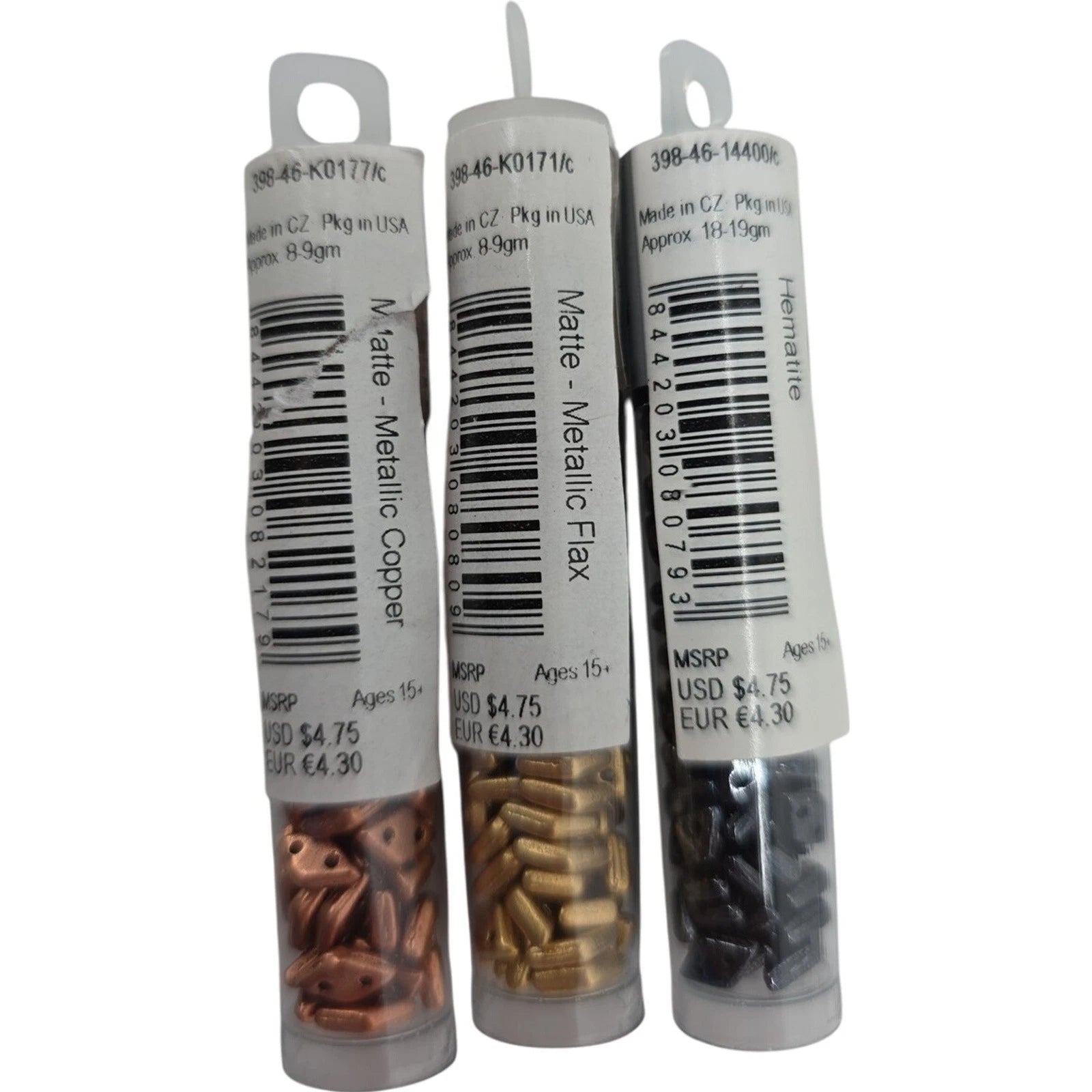 Starman CzechMates Lot of 3 Diamond Beads Matte Metallic Copper Flax Hematite