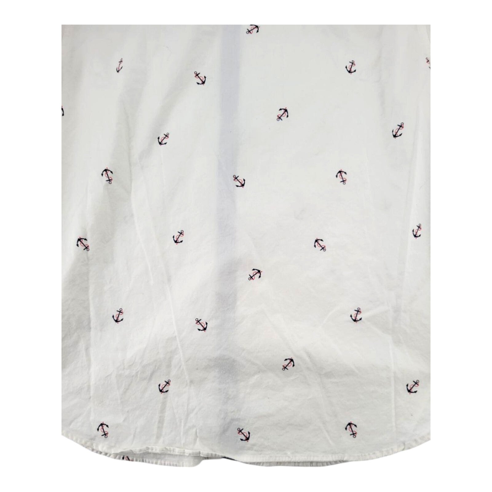 Nautica Classic Fit Stretch Anchor Print Button Up Shirt White Size Large