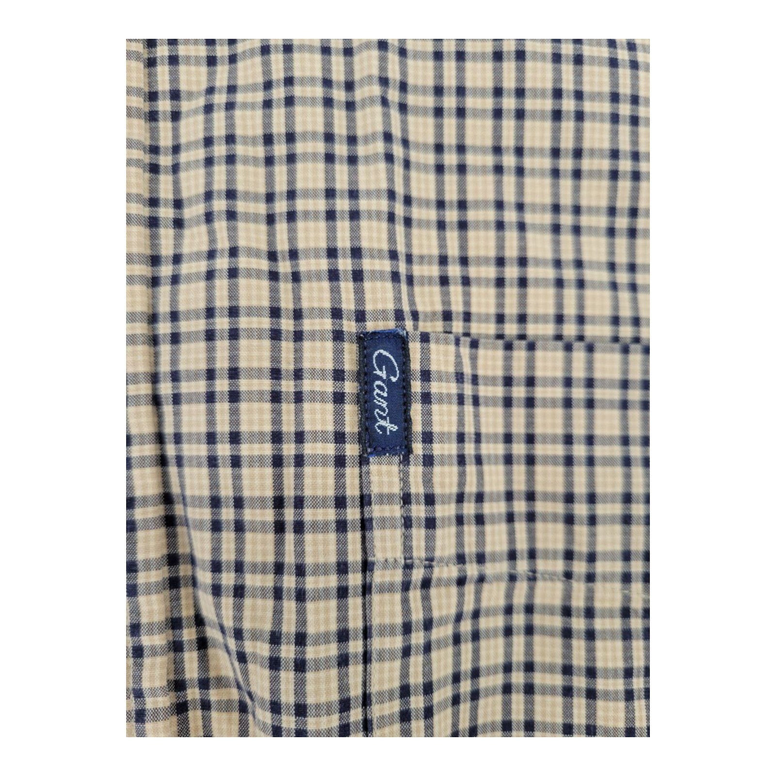 GANT USA Mens Shirt Beige Navy Tartan Plaid Cotton Button Down XXL