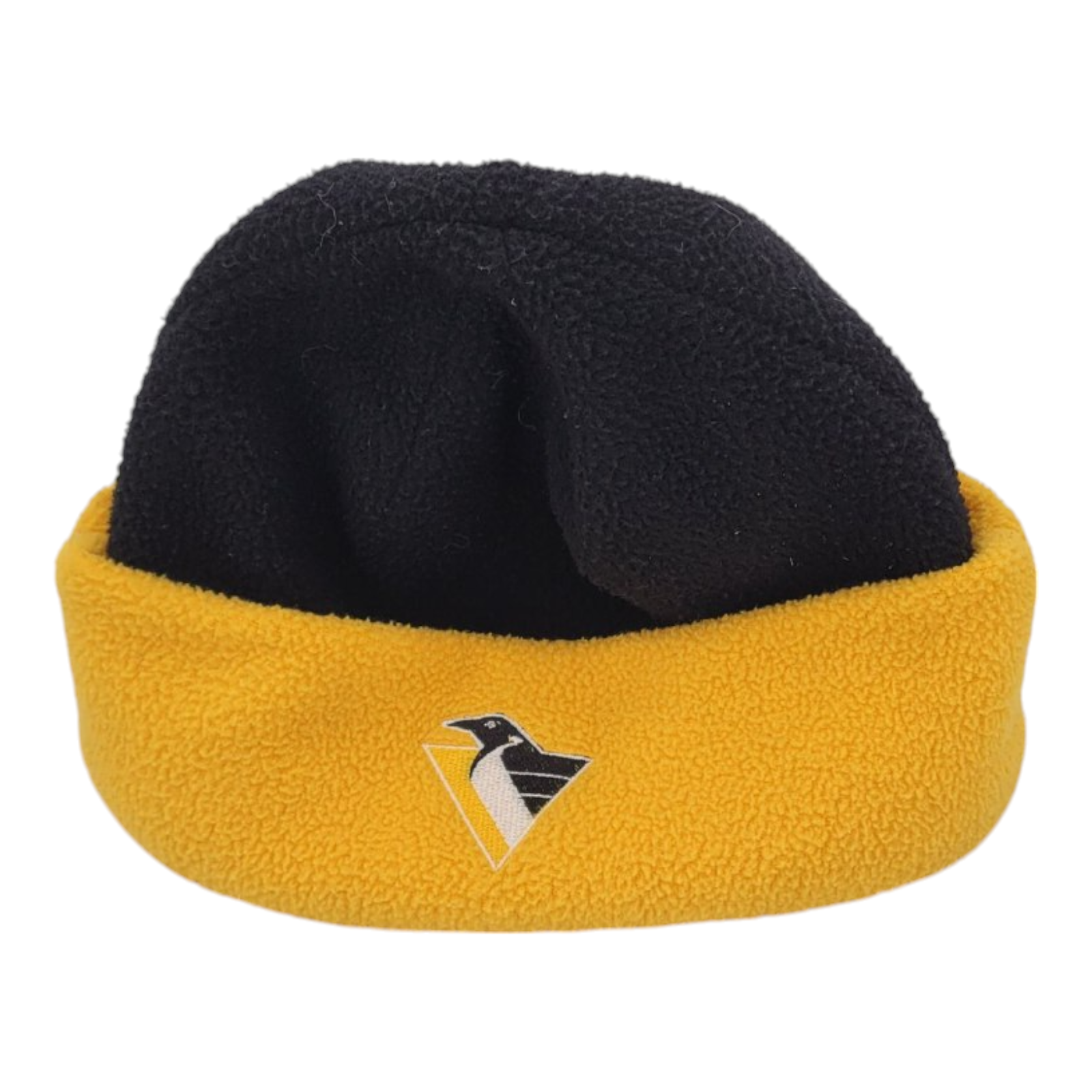 NHL Pittsburg Penguins Fleece Beanie Hat Black Yellow Mens One Size RN 55499
