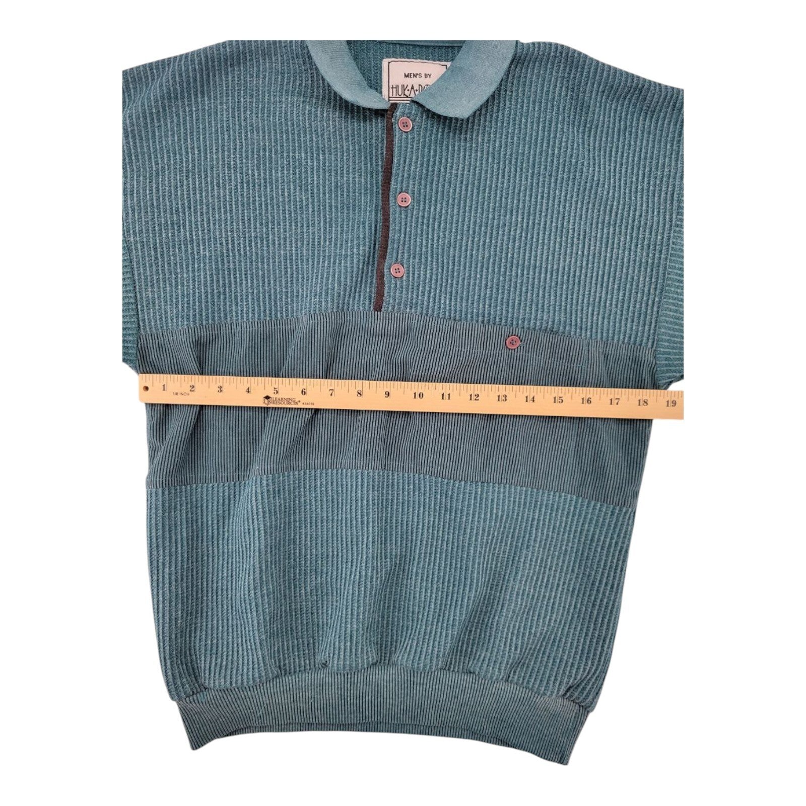 Huk-A-Poo Mens Ribbed Pullover Sweater Teal Blue Long Sleeve Size M