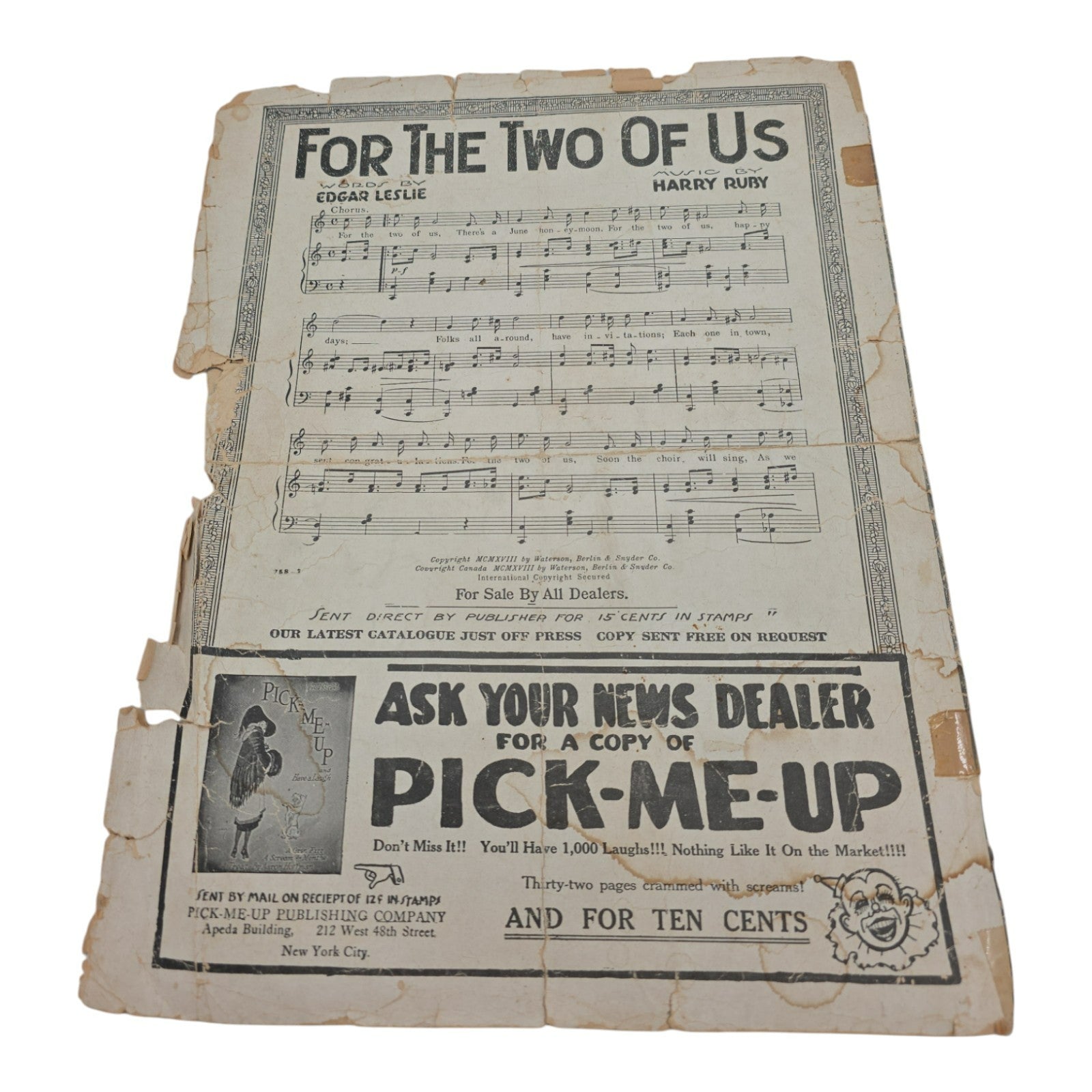 JUST A BABY'S PRAYER AT TWILIGHT Vintage Sheet Music 1918