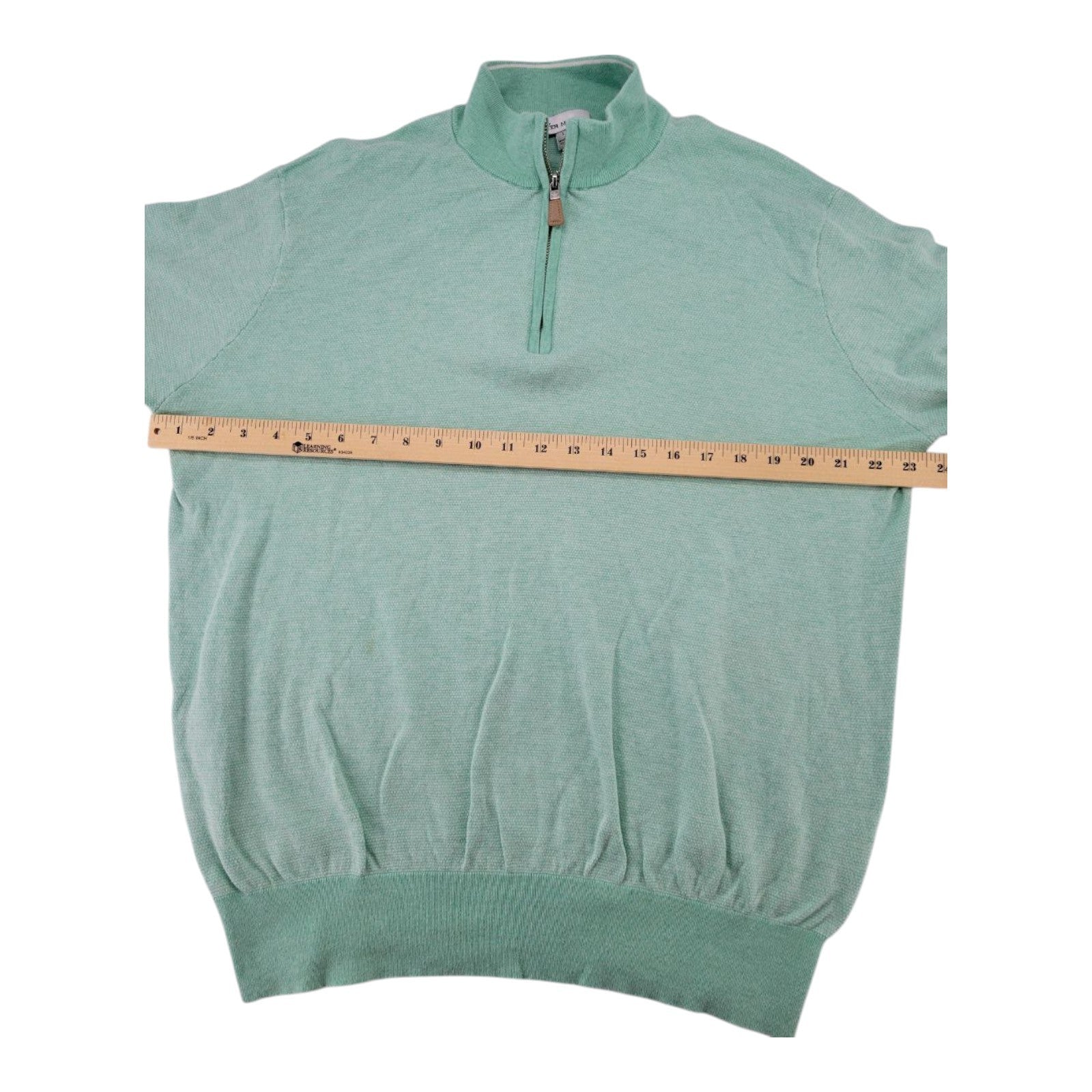 Peter Millar Men's 1/4 Zip Pullover Sweater Green Size L Cotton Blend