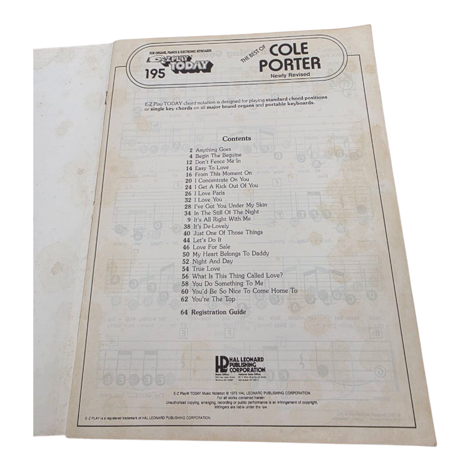 The Best of Cole Porter E-Z Play Today Songbook #195 Hal Leonard 1975
