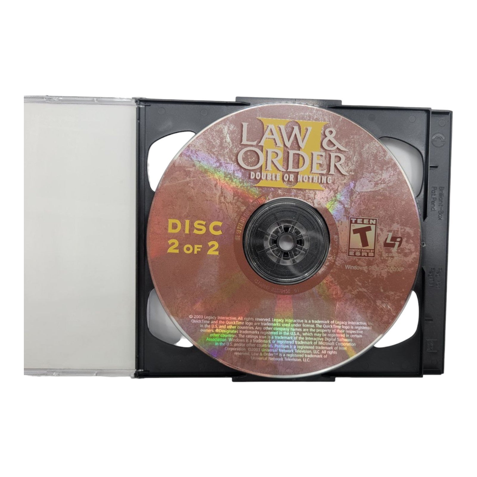 Law & Order II Double or Nothing PC CD ROM Game for Win 98/2000/ME/XP 2003