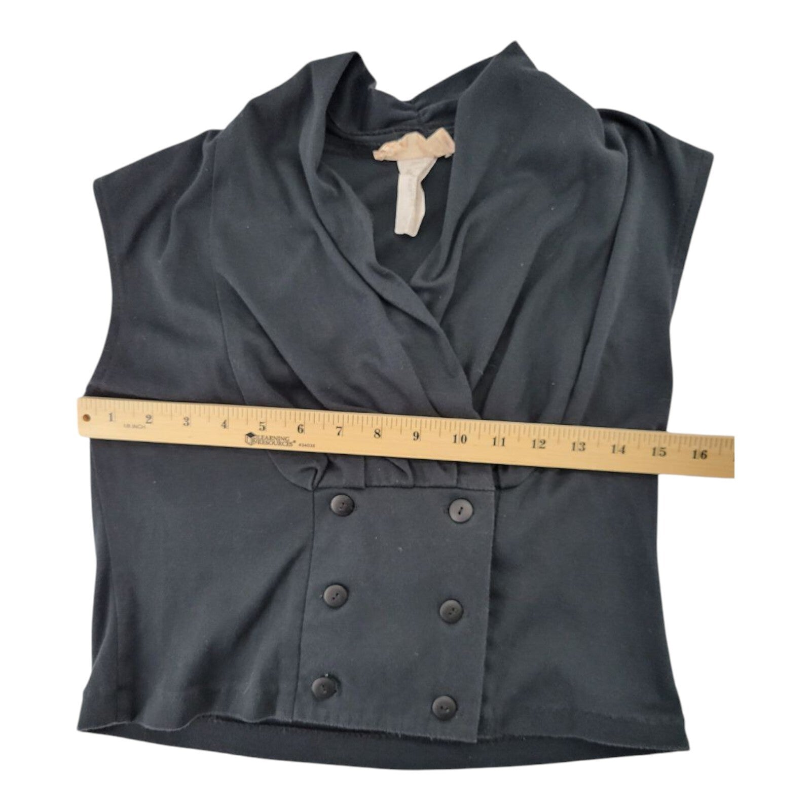 Randy With Love California Black Draped Button Front Sleeveless Top Size M