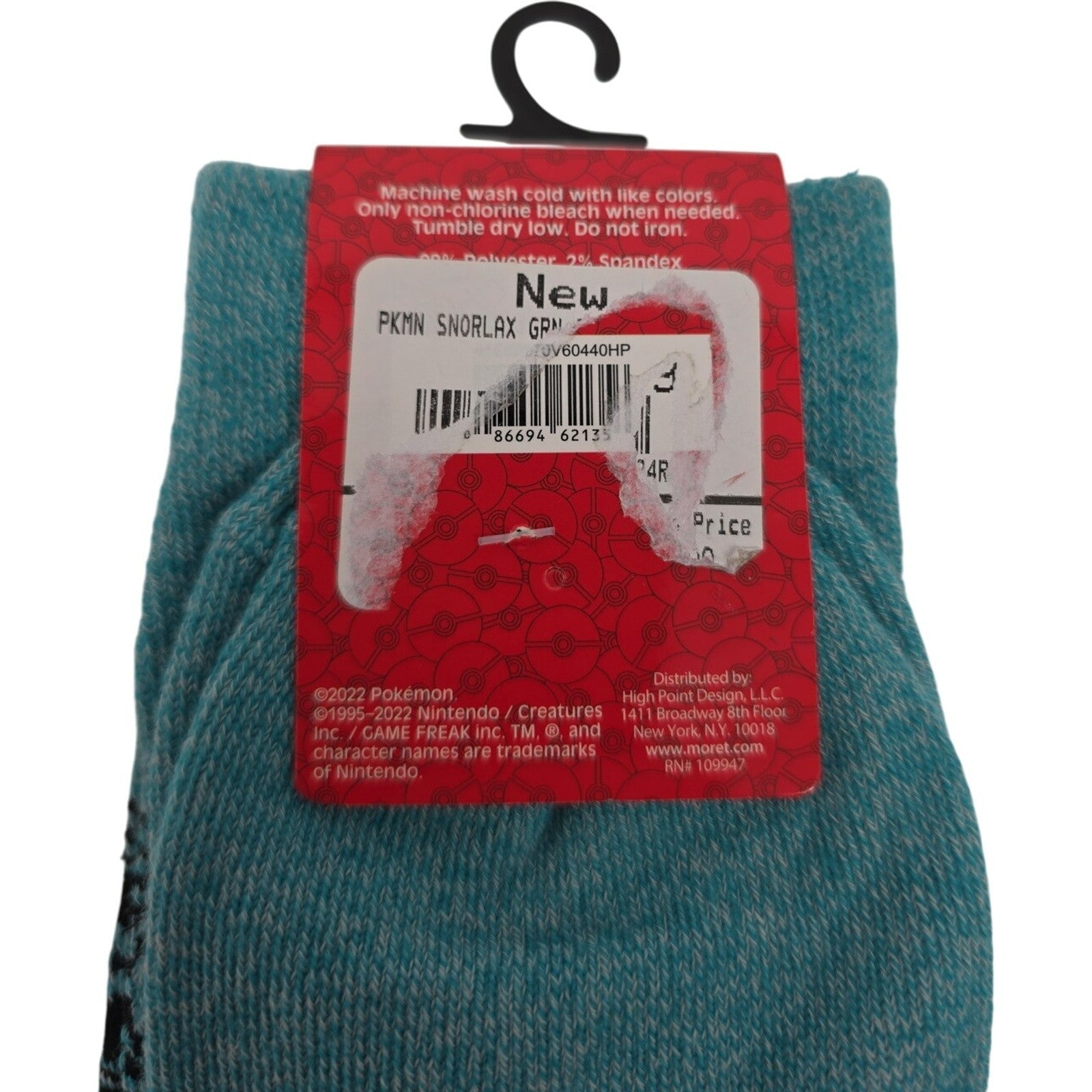 Pokémon Snorlax Crew Socks Eat Sleep Battle Blue Size 6-12