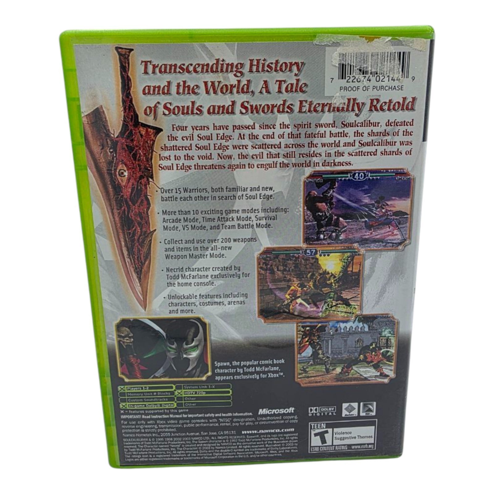 SoulCalibur II Microsoft Xbox 2003 Complete with Manual Namco 2003