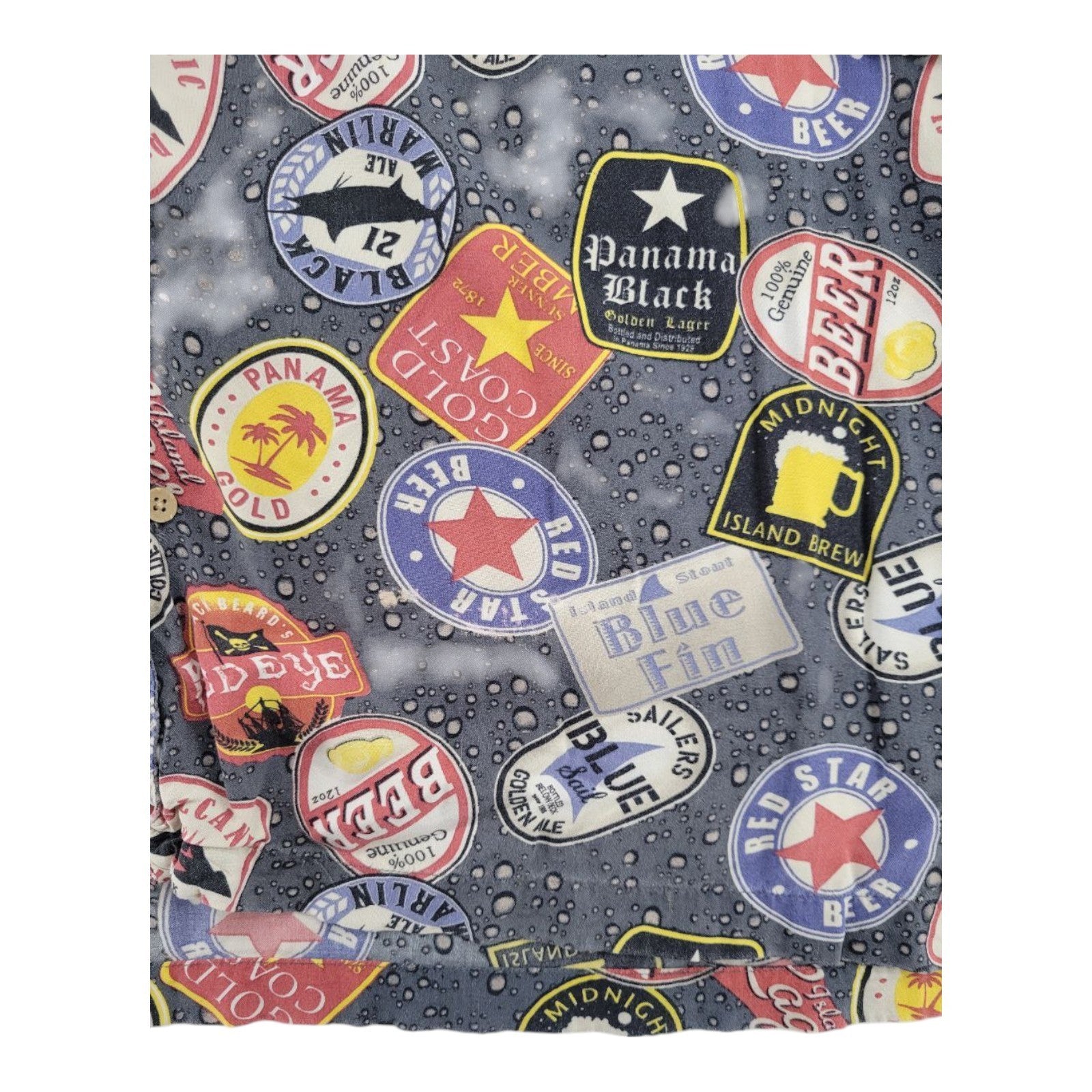 George Men's Beer Label Shirt 3XL Gray Short Sleeve Button-Up Casual